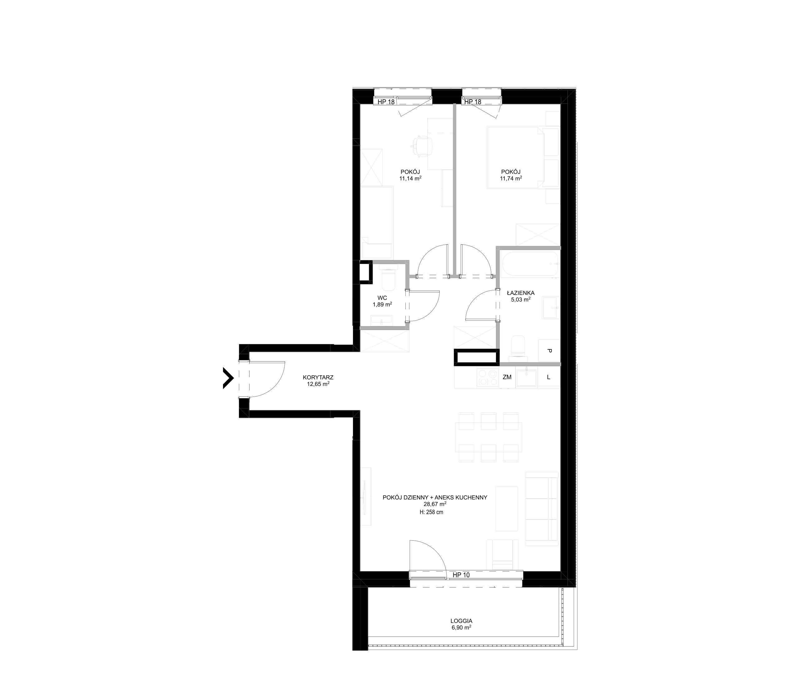 Spot Apartamenty – inwestycja Moderna Holding - lokal C – C.4.4
