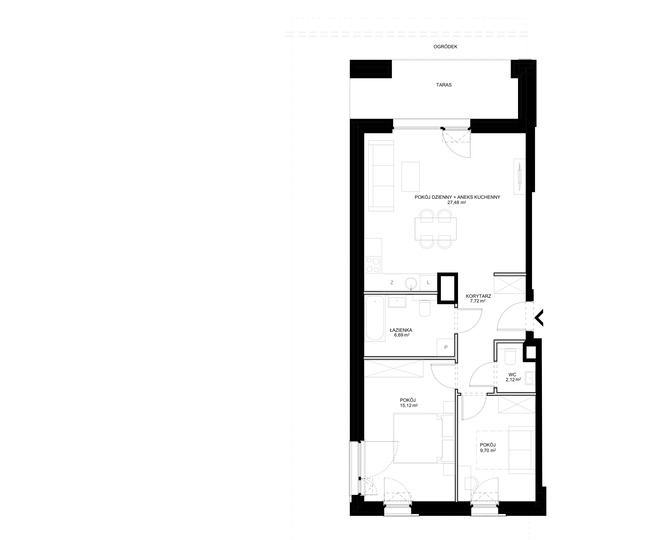 Apartamenty SCALA w Śródmieściu Gdańska - lokal F – F-45 (E)