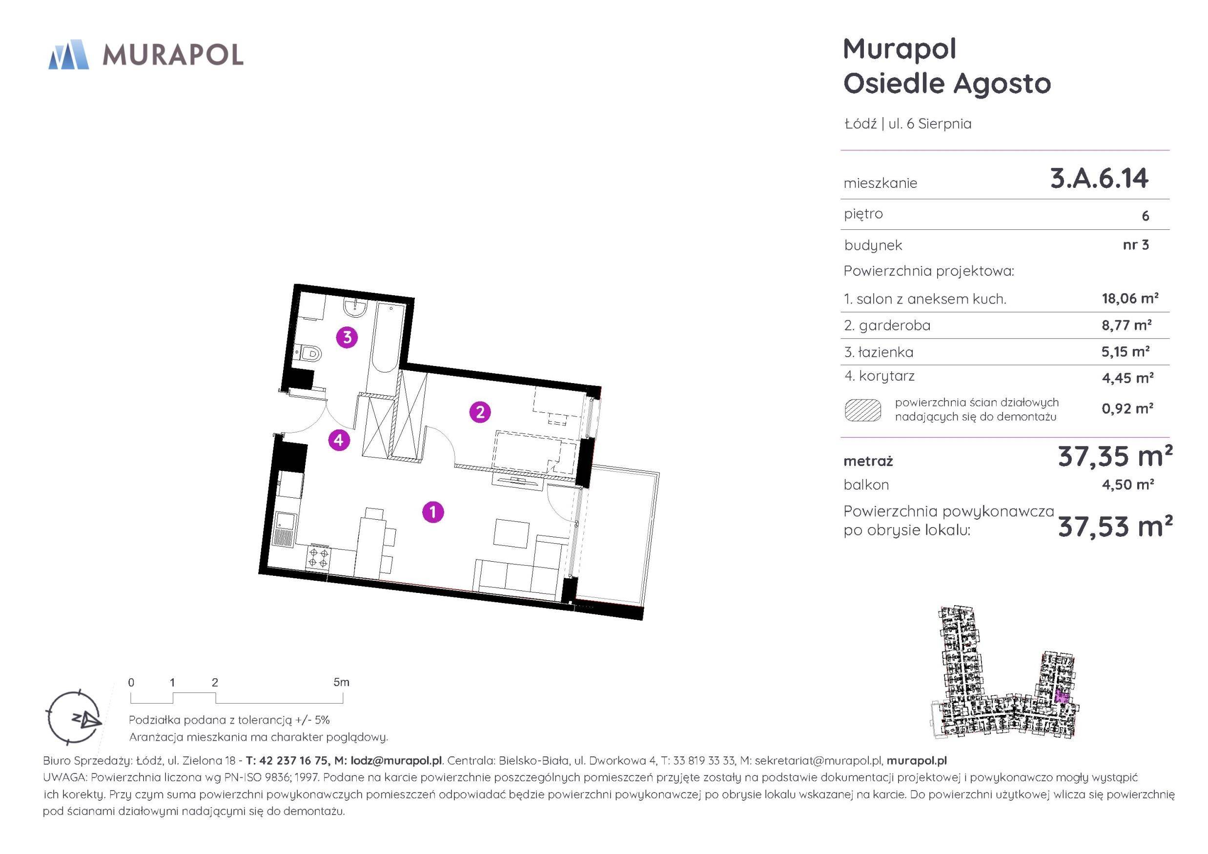 Murapol Agosto – inwestycja Murapol - lokal 3.A.6.14, budynek A