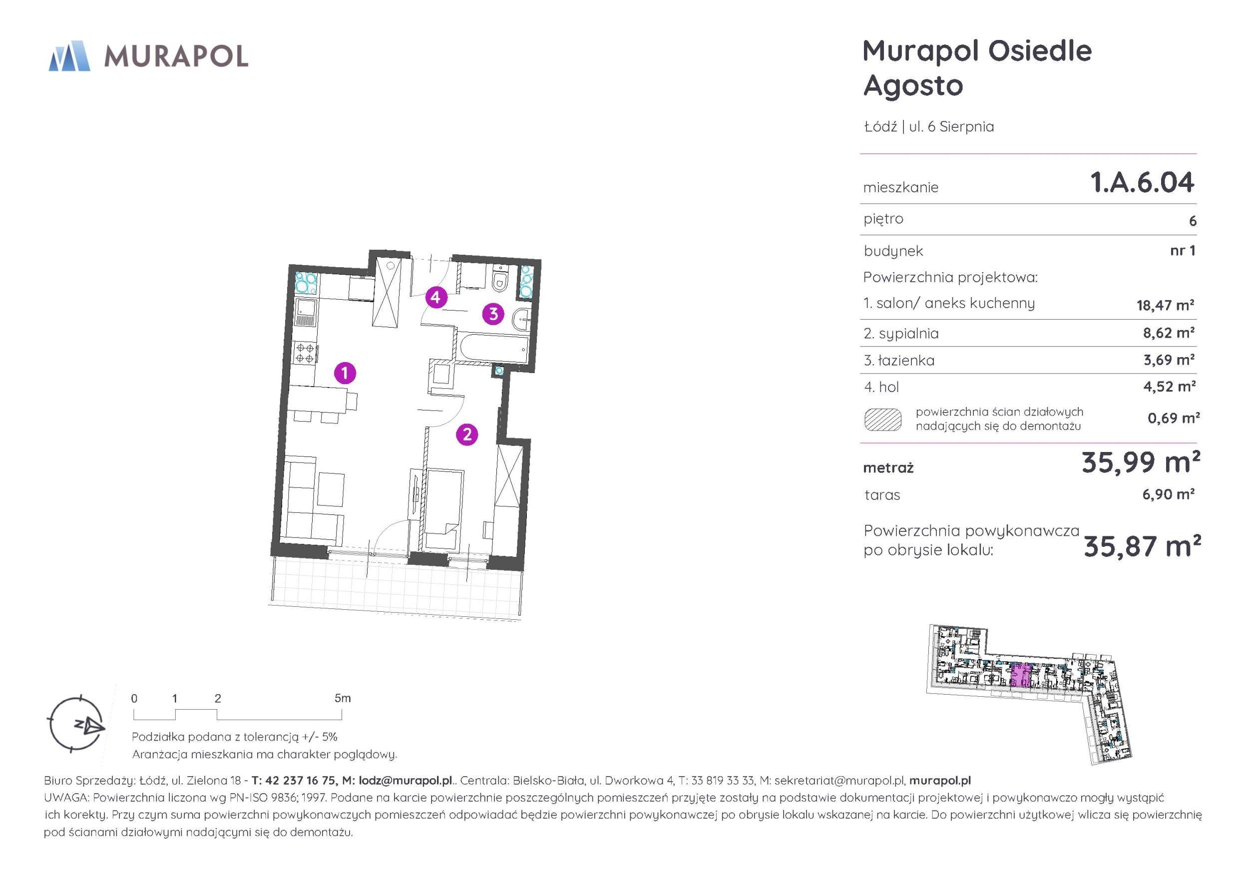 Murapol Agosto – inwestycja Murapol - lokal 1.A.6.04, budynek A