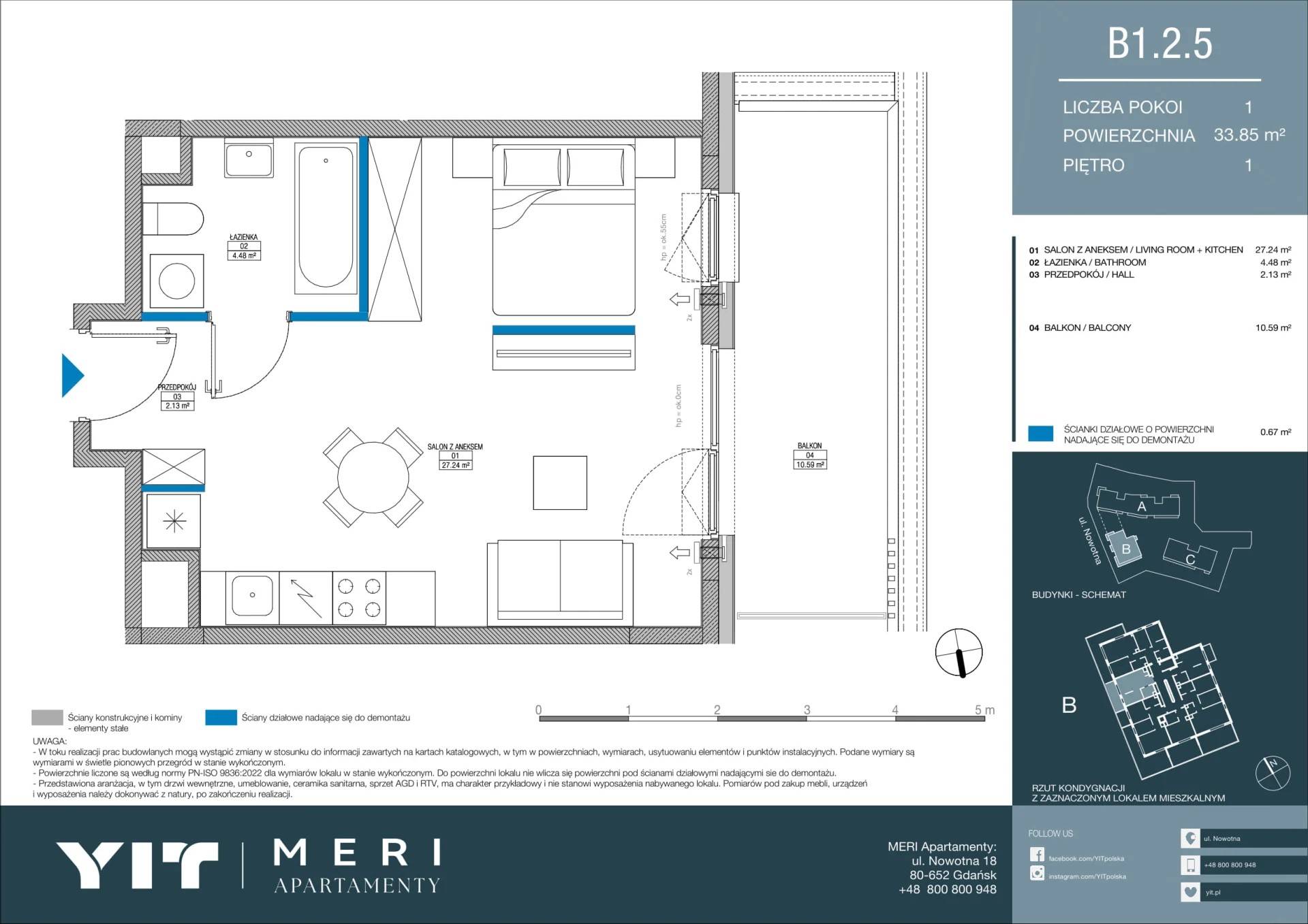 Meri Apartamenty – inwestycja YIT - lokal B 1.2.5, budynek PGPL100114