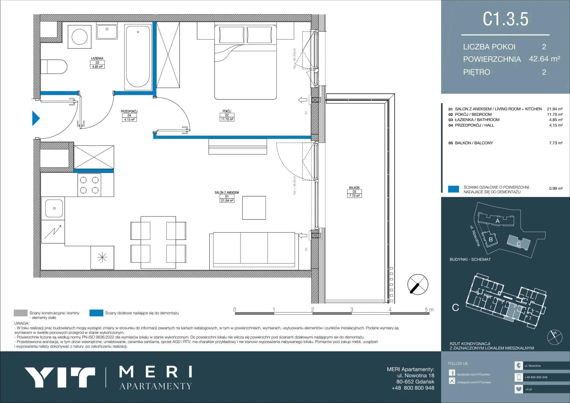 Meri Apartamenty – inwestycja YIT - lokal C 1.3.5, budynek PGPL100115