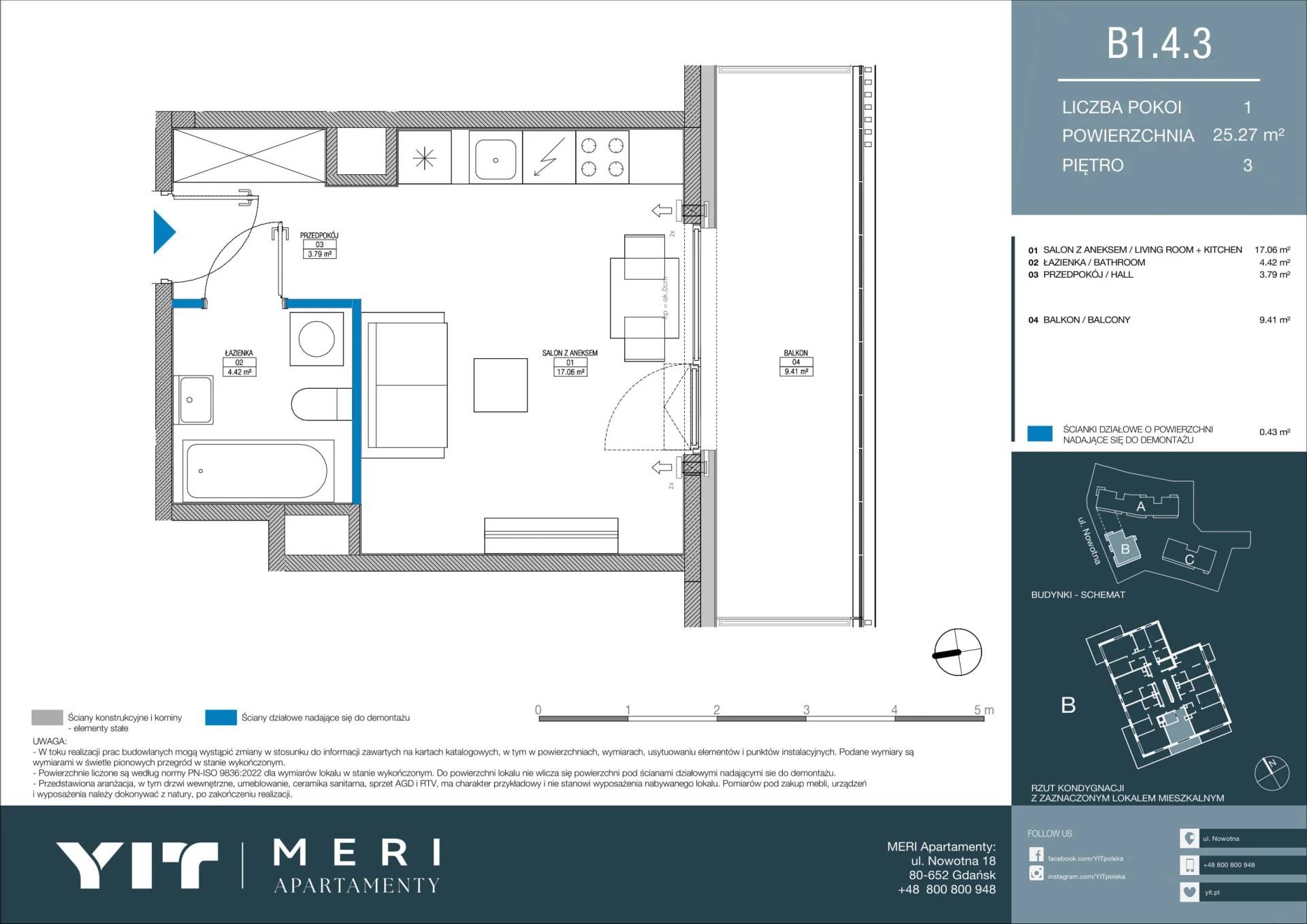 Meri Apartamenty – inwestycja YIT - lokal B 1.4.3, budynek PGPL100114