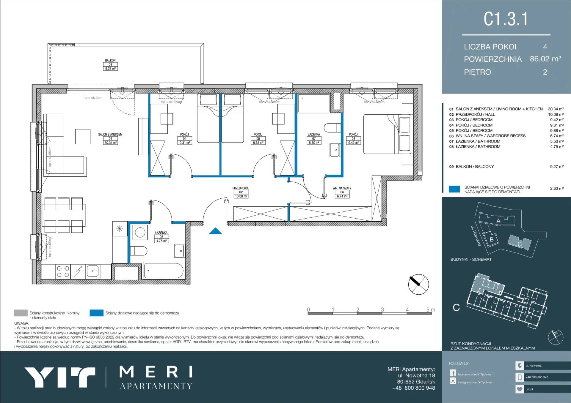 Meri Apartamenty – inwestycja YIT - lokal C 1.3.1, budynek PGPL100115