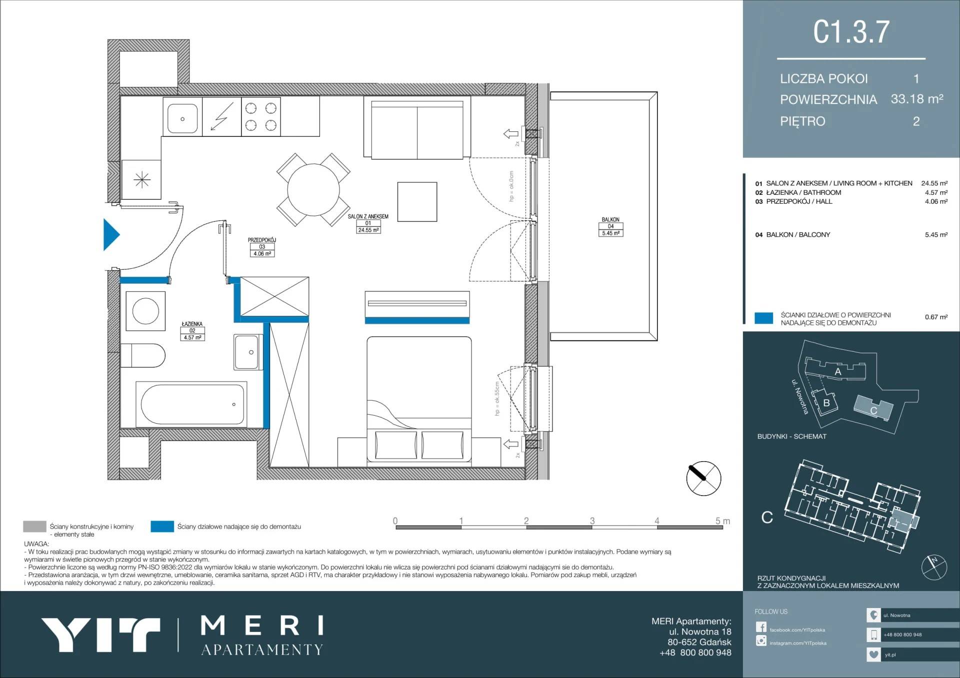 Meri Apartamenty – inwestycja YIT - lokal C 1.3.7, budynek PGPL100115