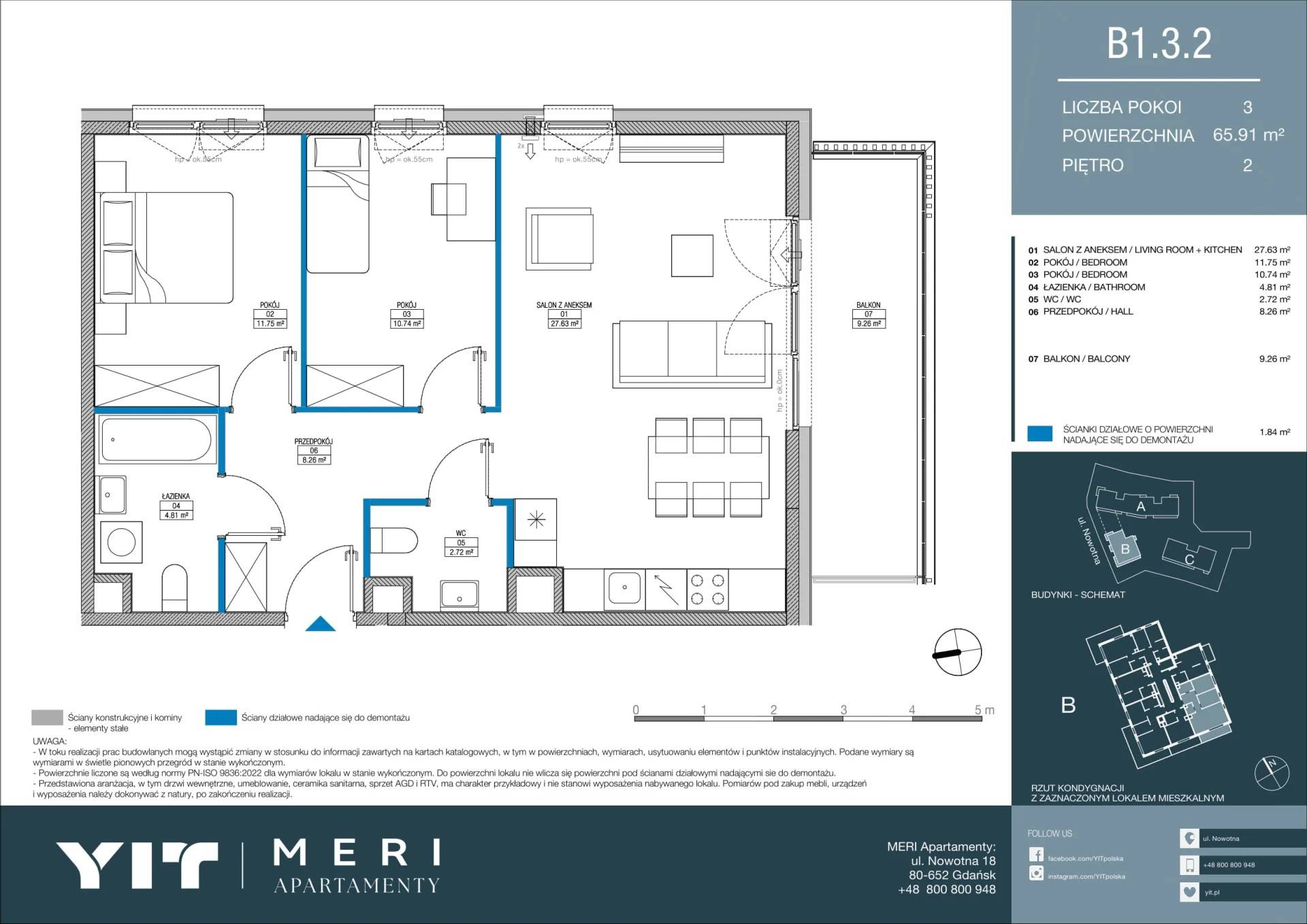 Meri Apartamenty – inwestycja YIT - lokal B 1.3.2, budynek PGPL100114
