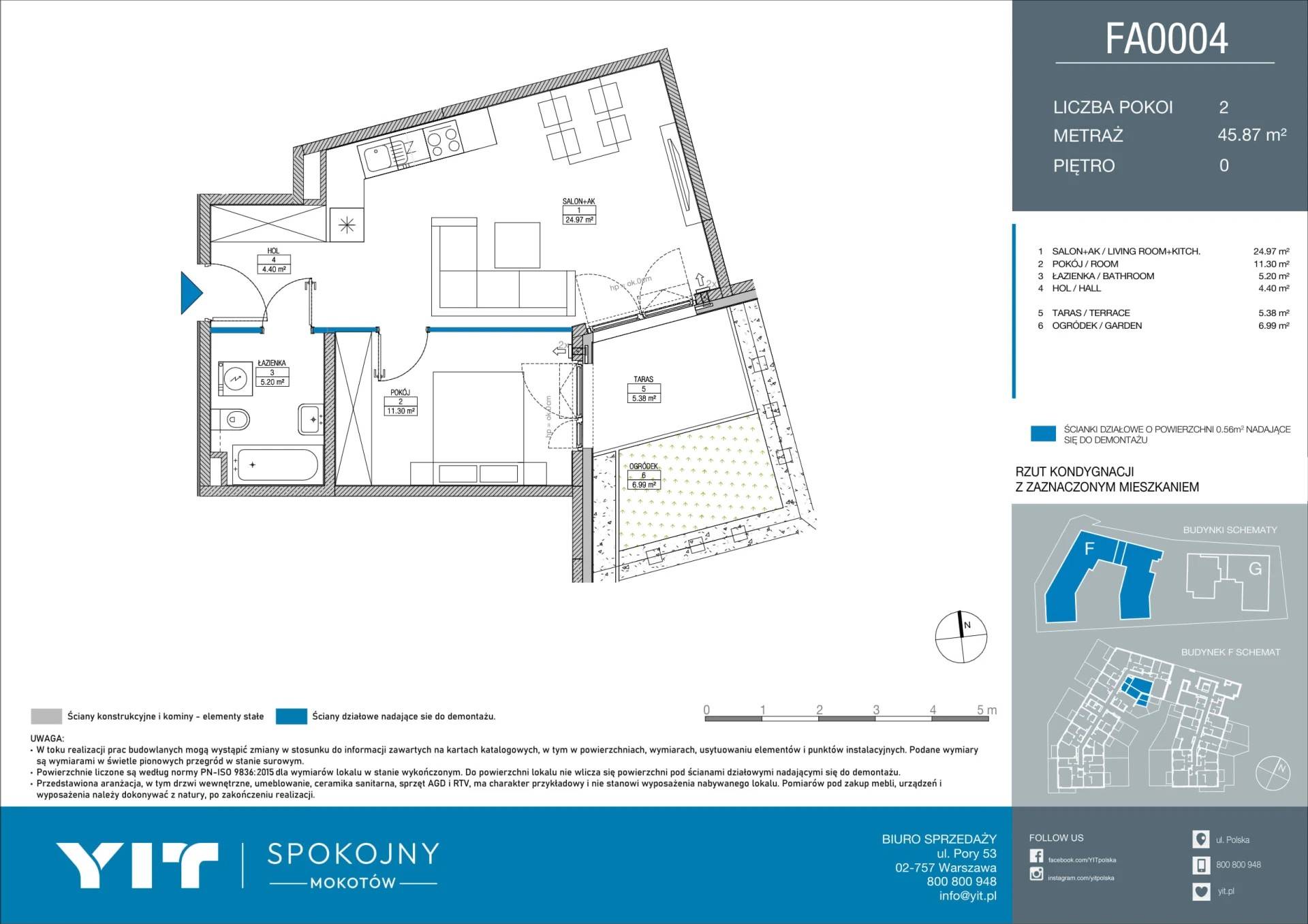Spokojny Mokotów II – inwestycja YIT - lokal F A0004, budynek 1-1254B21