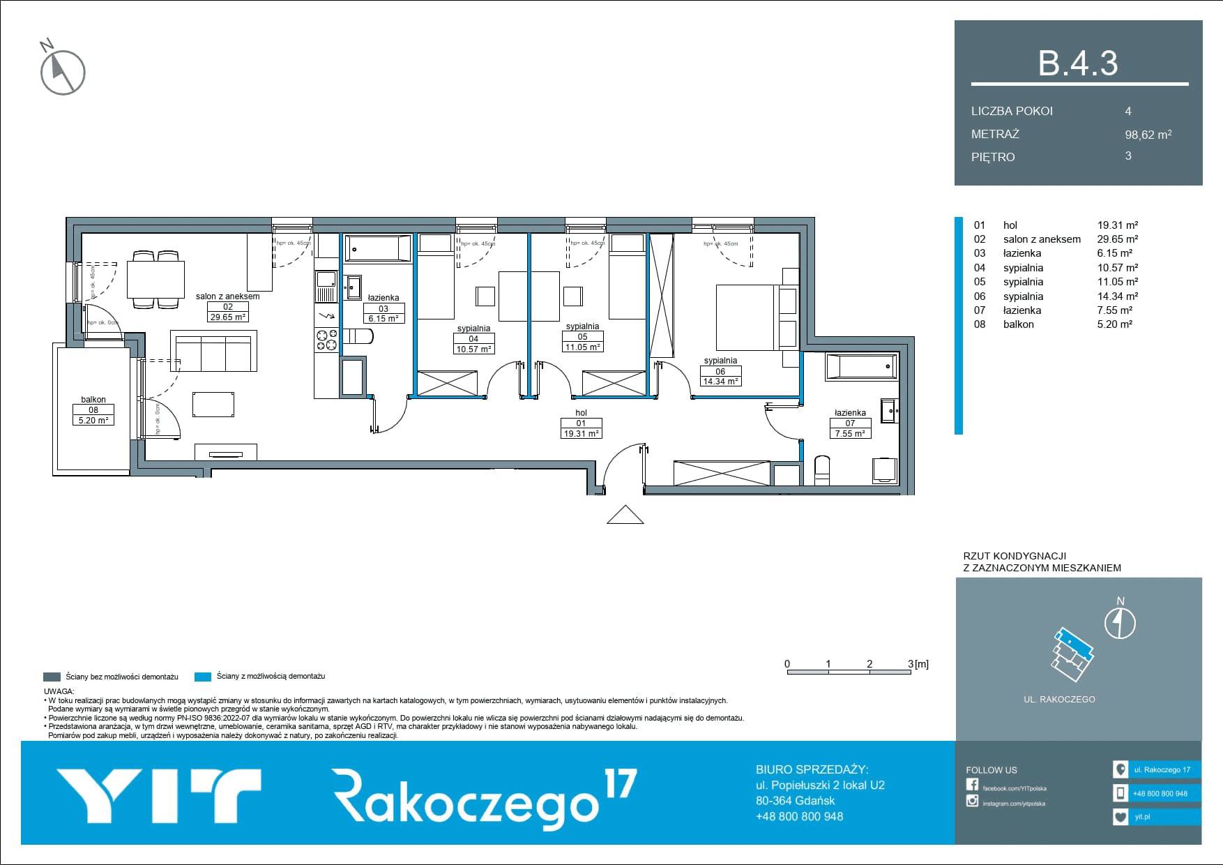 Rakoczego 17 – inwestycja YIT - lokal B 4.3, budynek 1-126E613