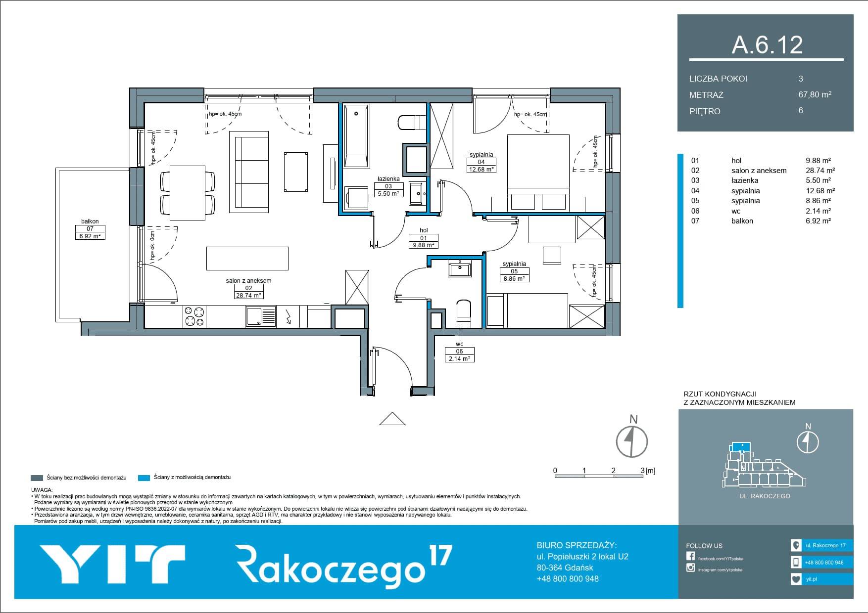 Rakoczego 17 – inwestycja YIT - lokal A 6.12, budynek 1-126E611