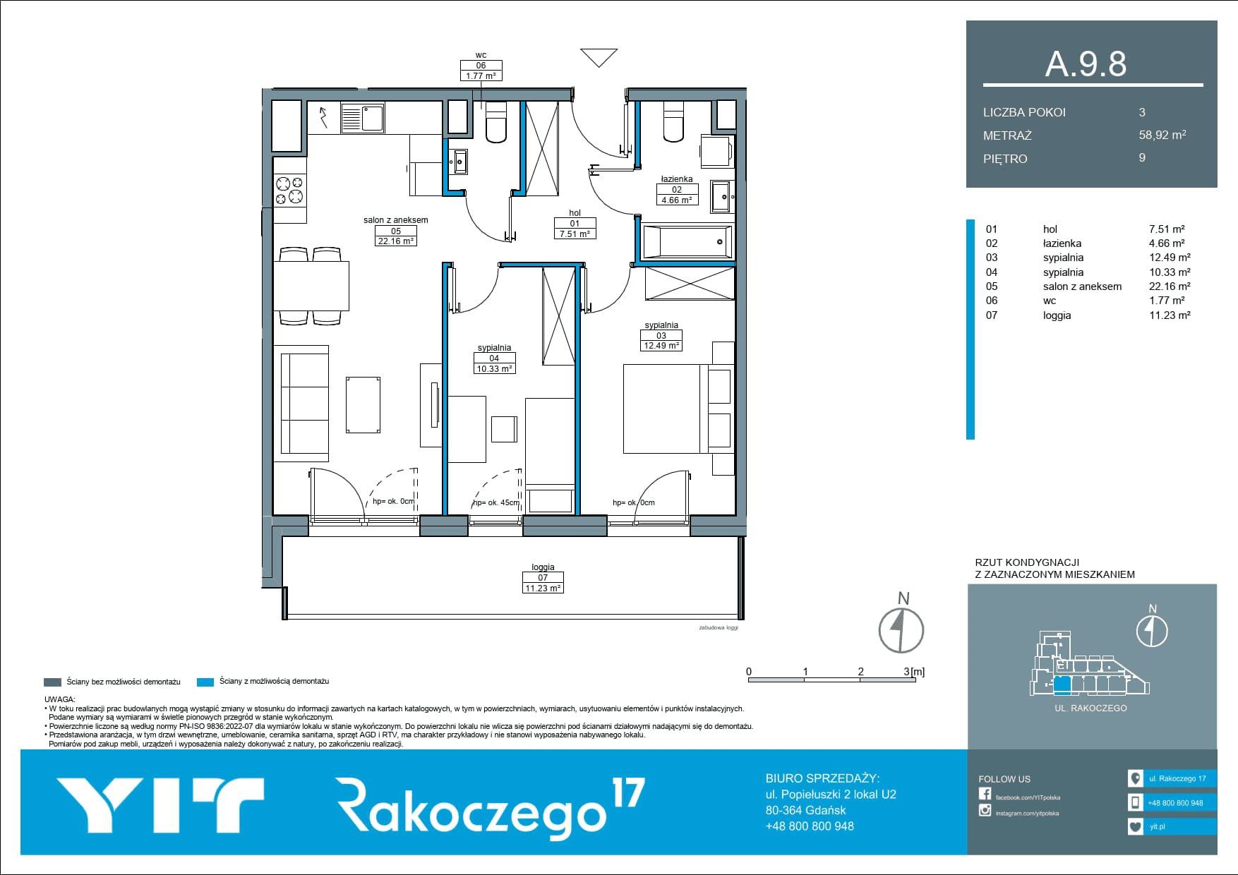 Rakoczego 17 – inwestycja YIT - lokal A 9.8, budynek 1-126E611