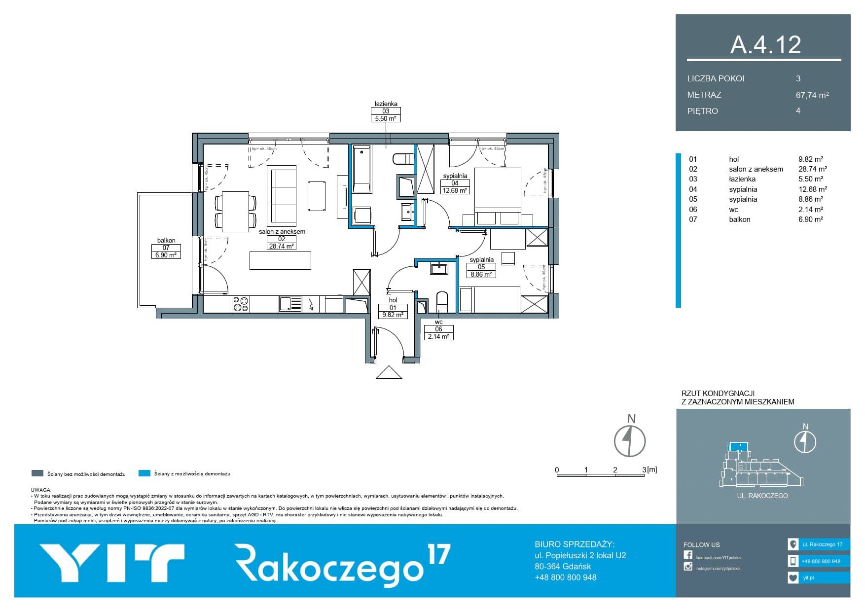 Rakoczego 17 – inwestycja YIT - lokal A 4.12, budynek 1-126E611