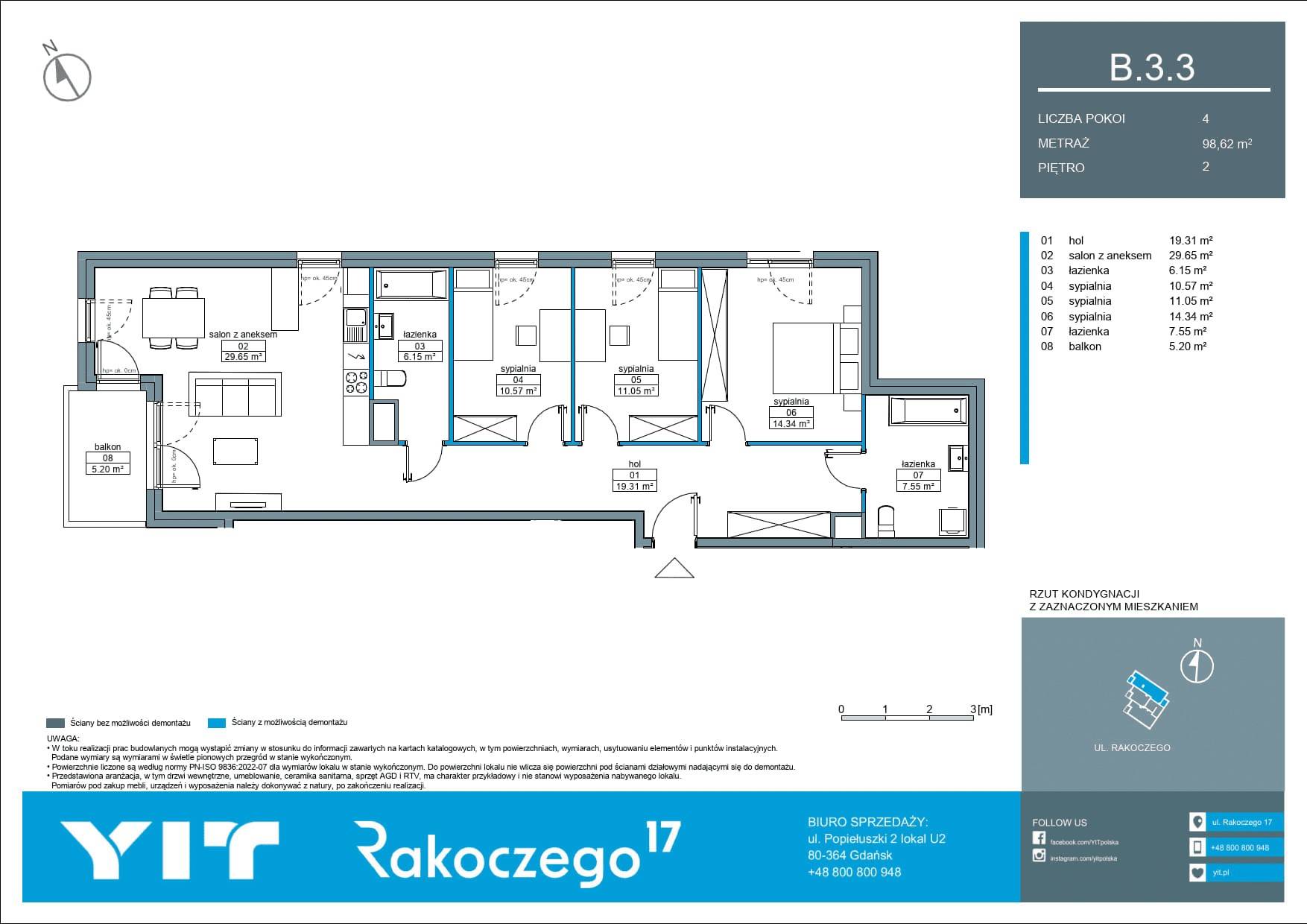 Rakoczego 17 – inwestycja YIT - lokal B 3.3, budynek 1-126E613