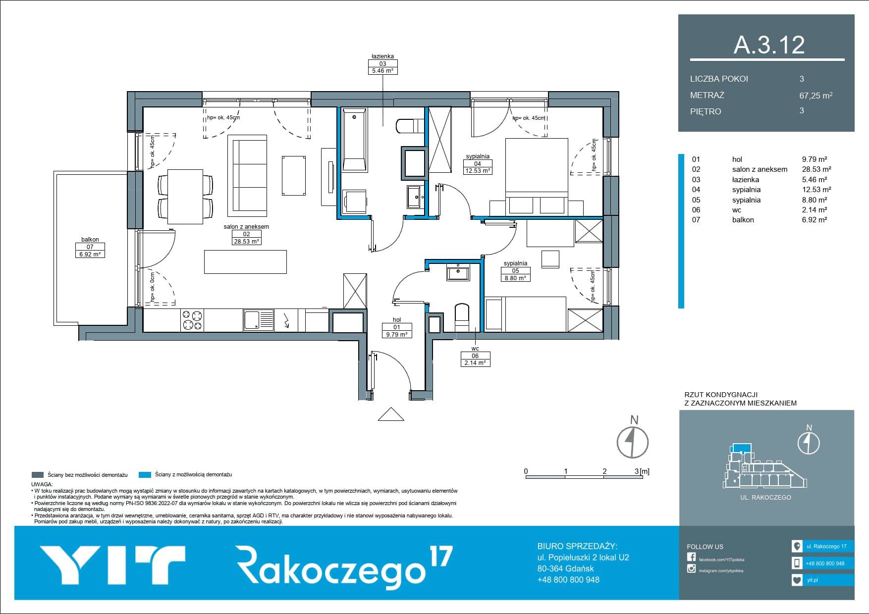Rakoczego 17 – inwestycja YIT - lokal A 3.12, budynek 1-126E611