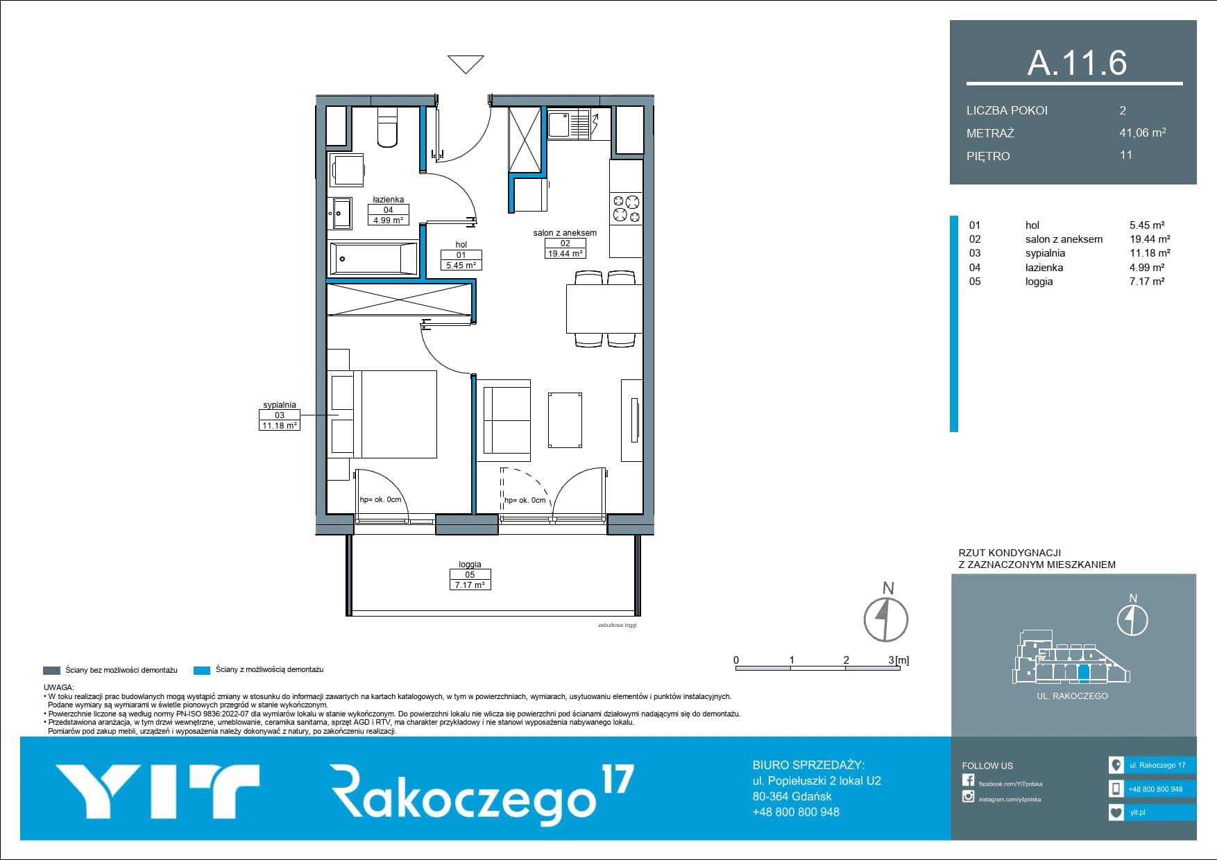 Rakoczego 17 – inwestycja YIT - lokal A 11.6, budynek 1-126E611