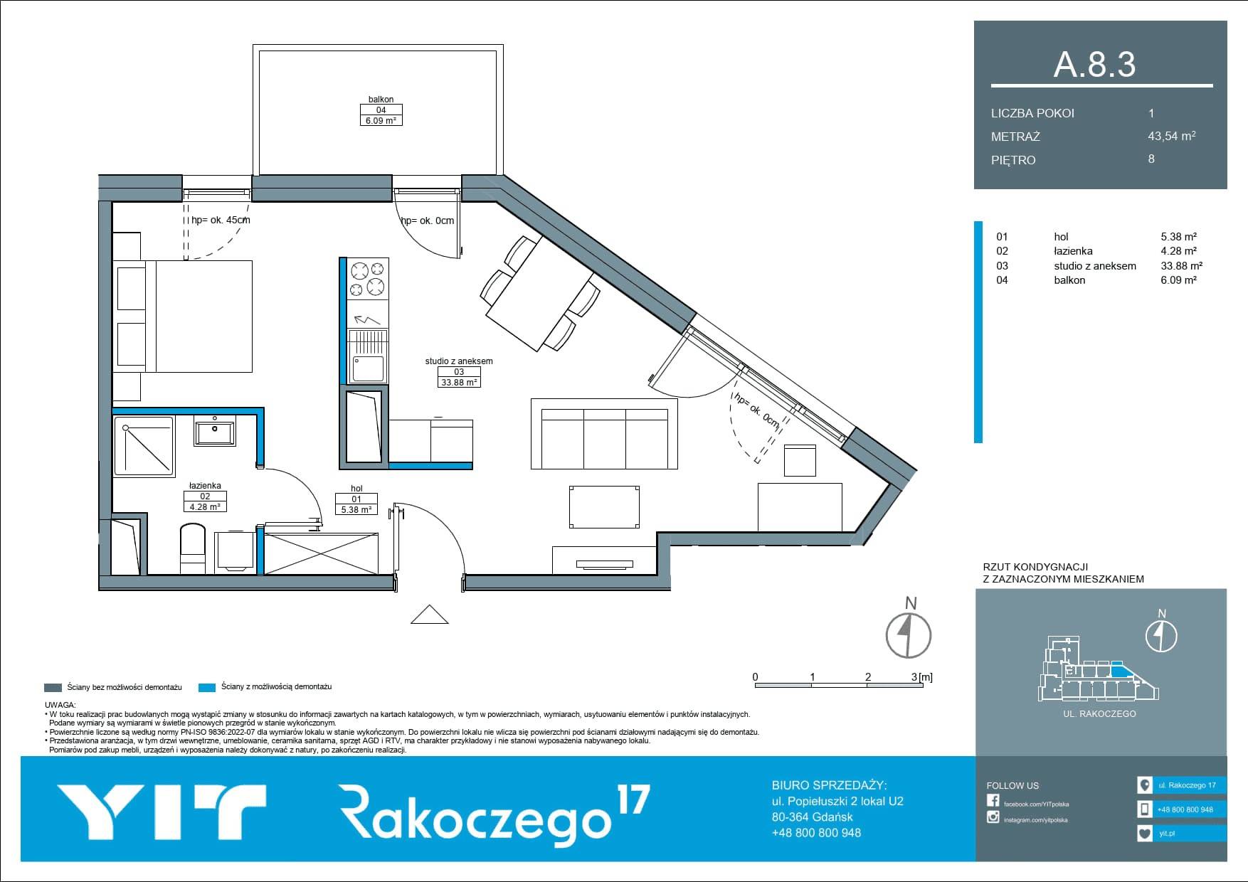 Rakoczego 17 – inwestycja YIT - lokal A 8.3, budynek 1-126E611