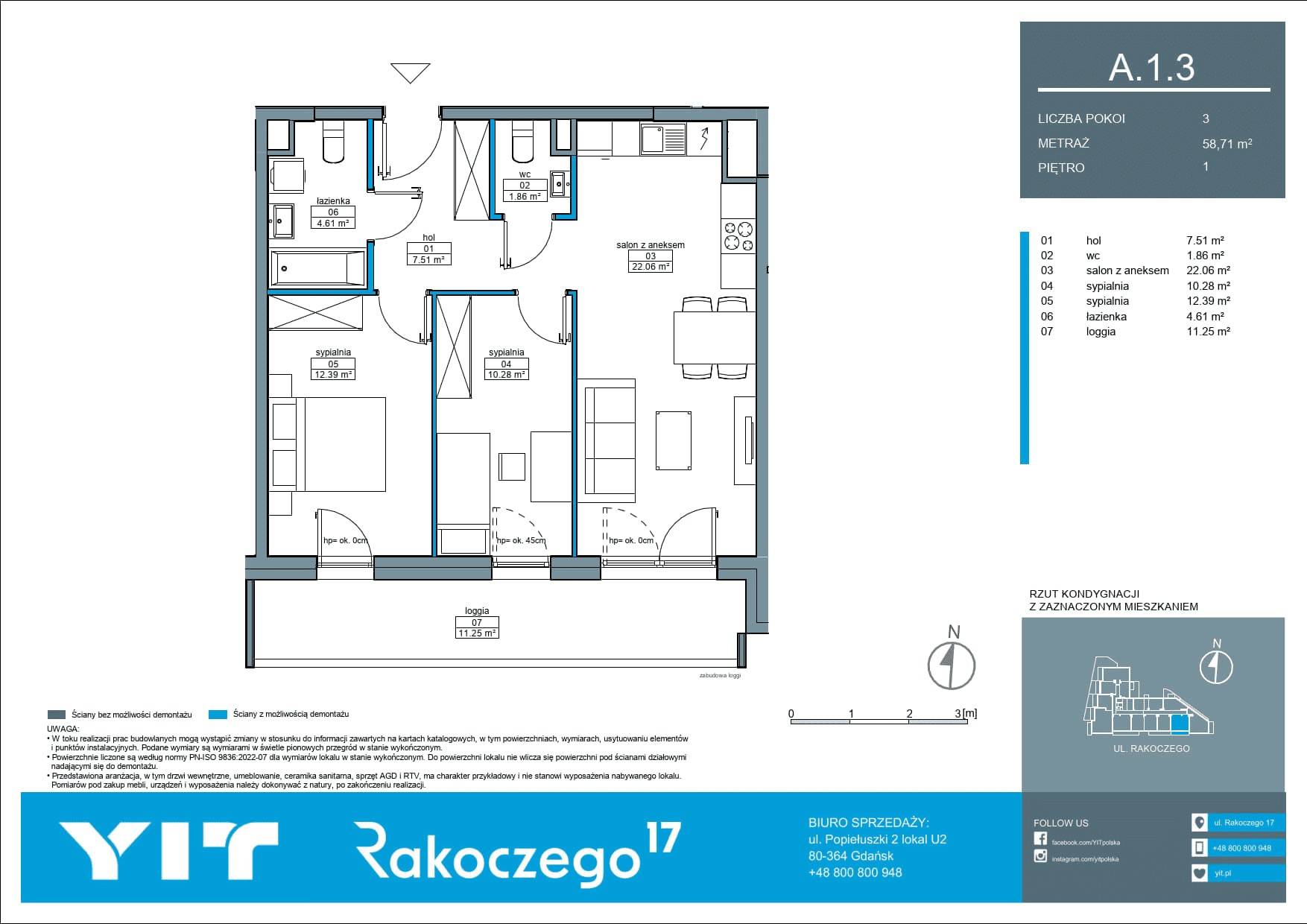 Rakoczego 17 – inwestycja YIT - lokal A 1.3, budynek 1-126E611