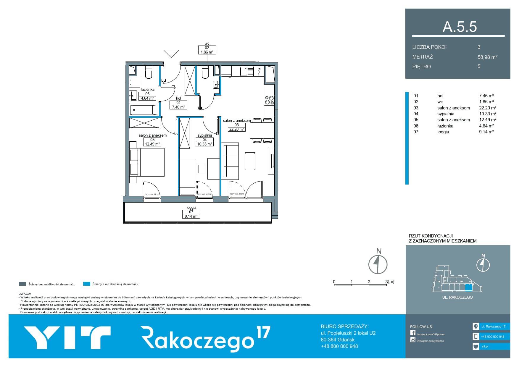 Rakoczego 17 – inwestycja YIT - lokal A 5.5, budynek 1-126E611