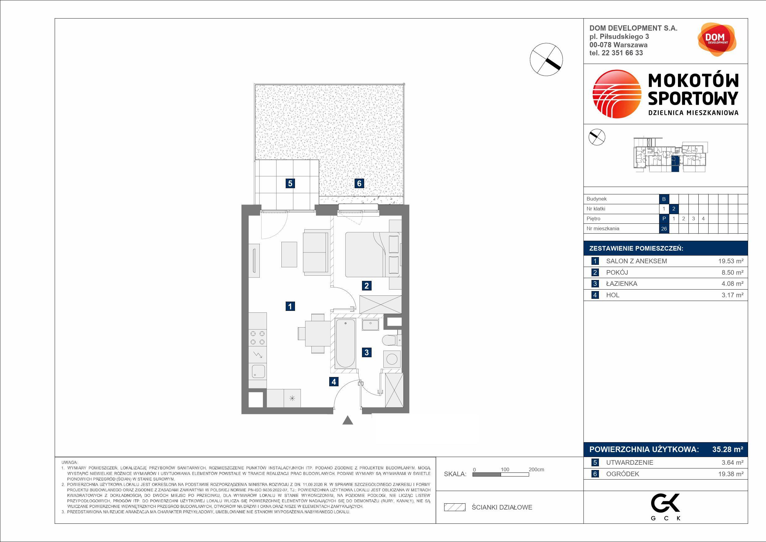 MOKOTÓW SPORTOWY – inwestycja Dom Development - lokal B 26, budynek B