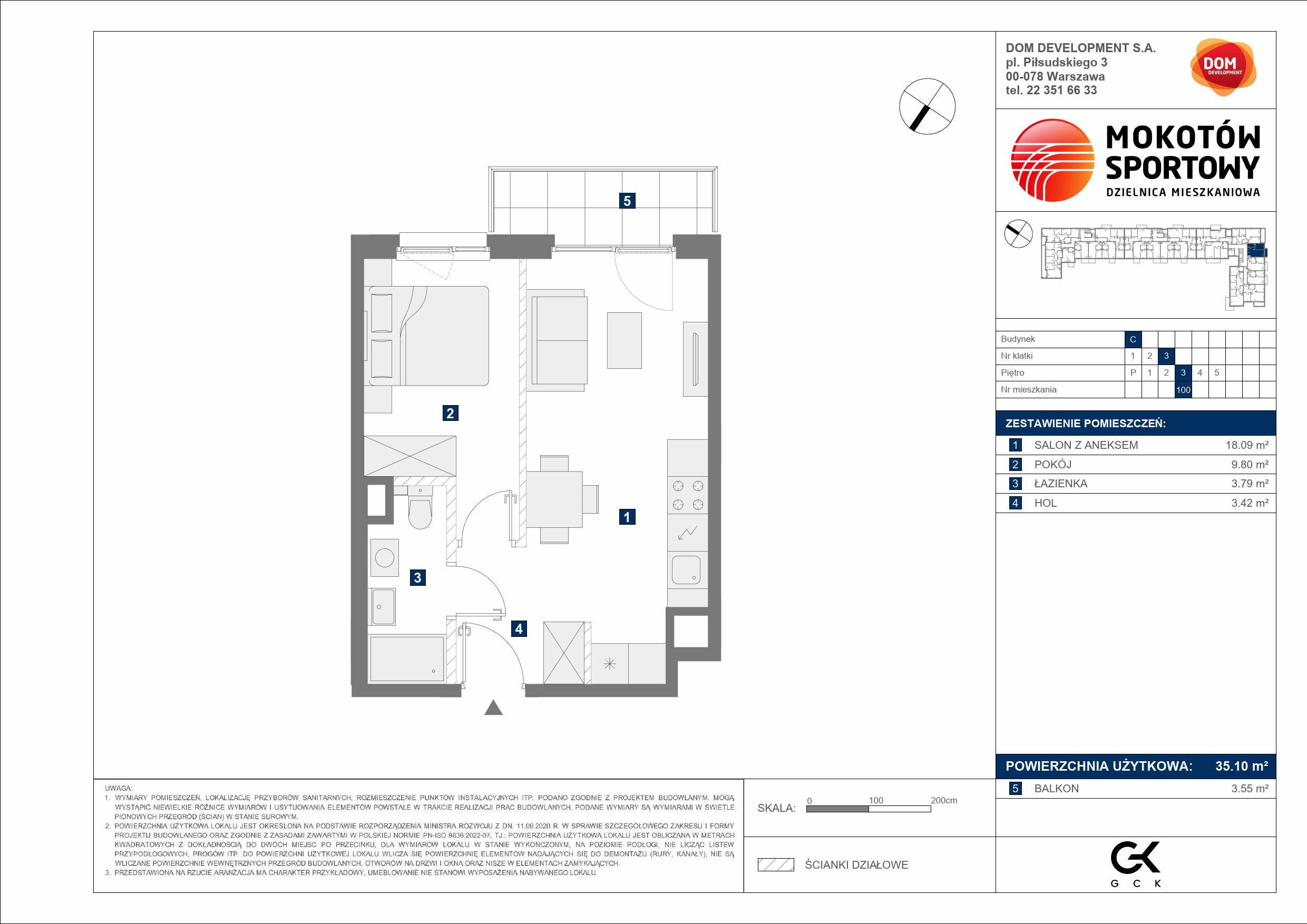 MOKOTÓW SPORTOWY – inwestycja Dom Development - lokal C 100, budynek C