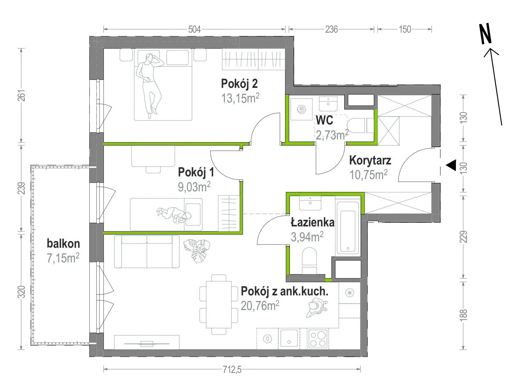 Głębocka Vita – inwestycja Develia - lokal A.A.2.08, budynek Etap I