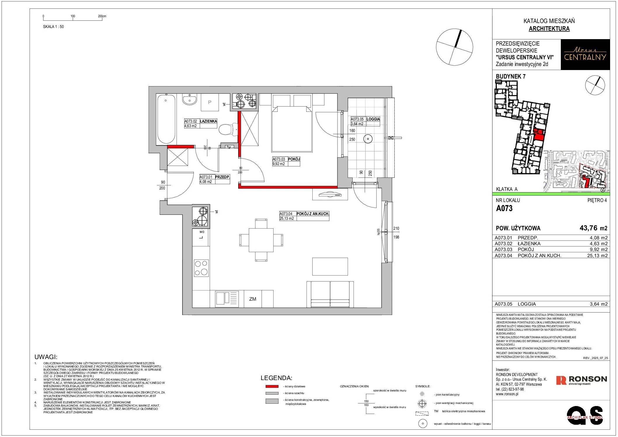 Ursus Centralny – inwestycja Ronson - lokal A073, budynek 7
