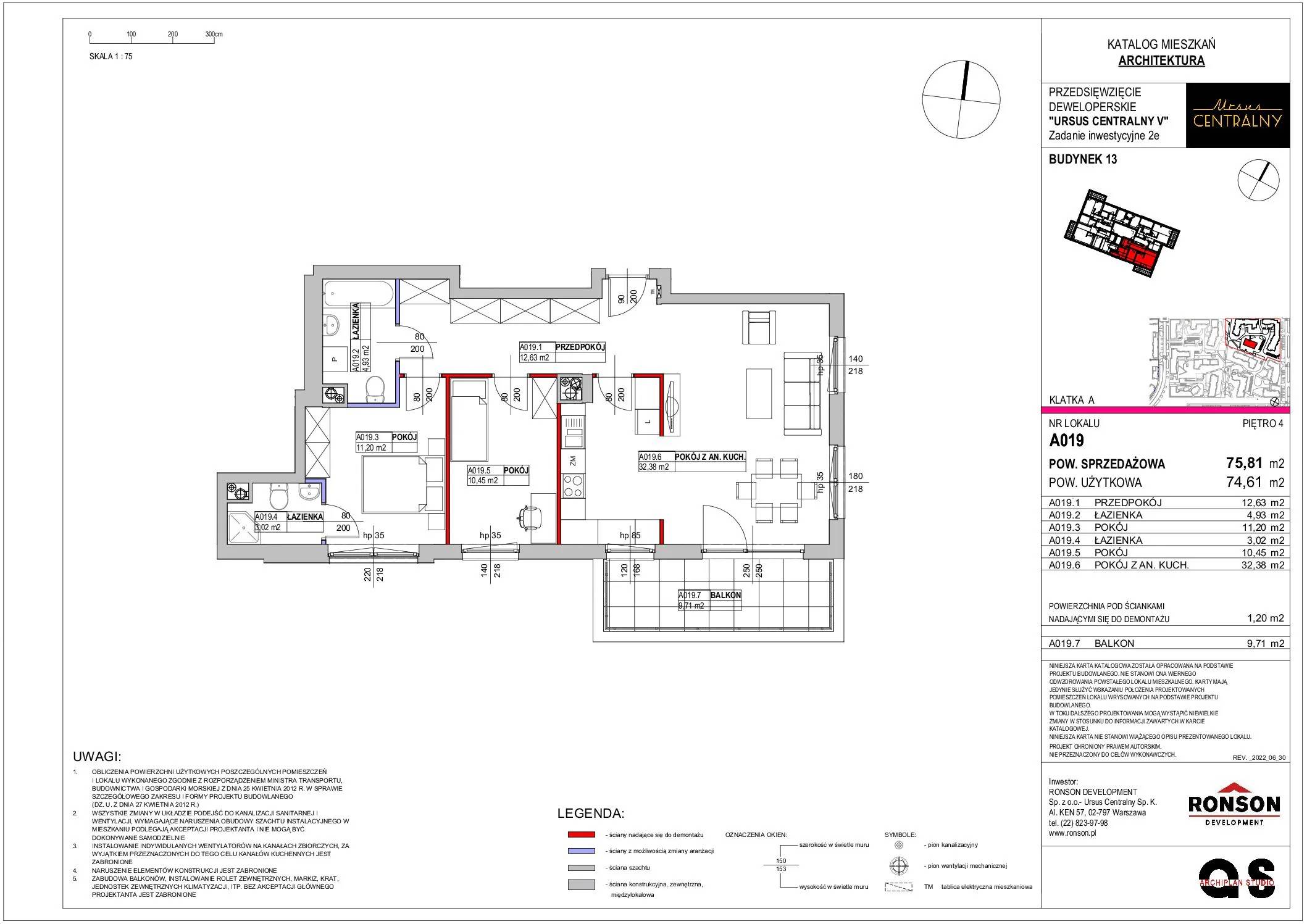 Ursus Centralny – inwestycja Ronson - lokal A019, budynek 13