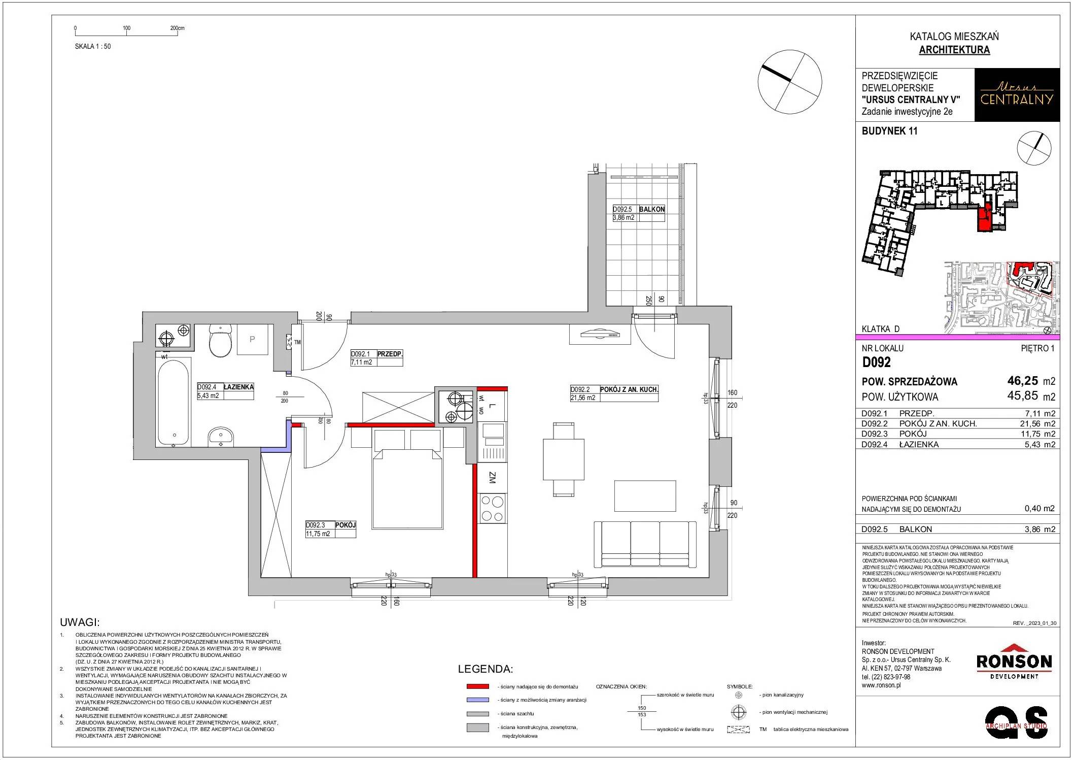 Ursus Centralny – inwestycja Ronson - lokal D092, budynek 11