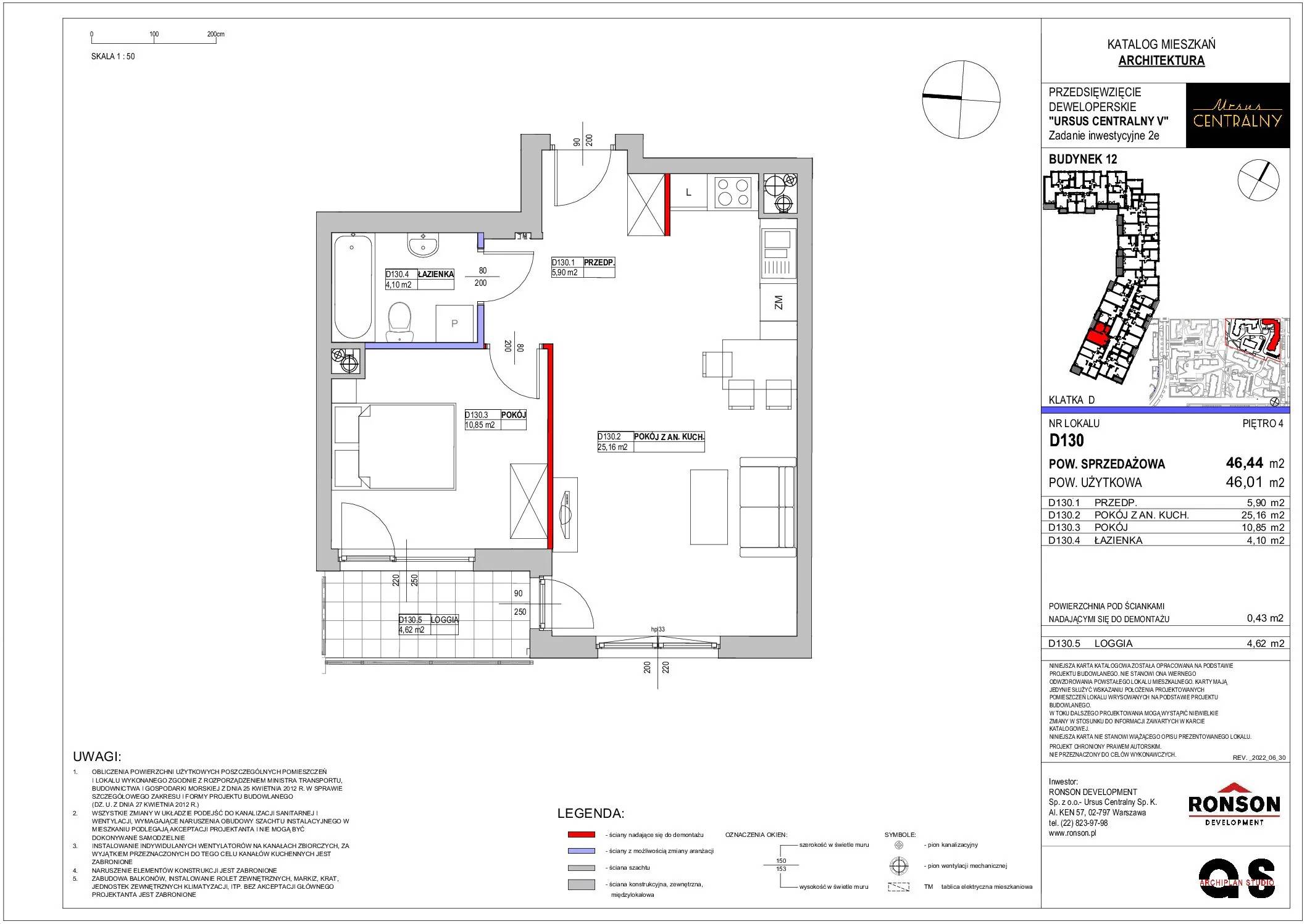 Ursus Centralny – inwestycja Ronson - lokal D130, budynek 12