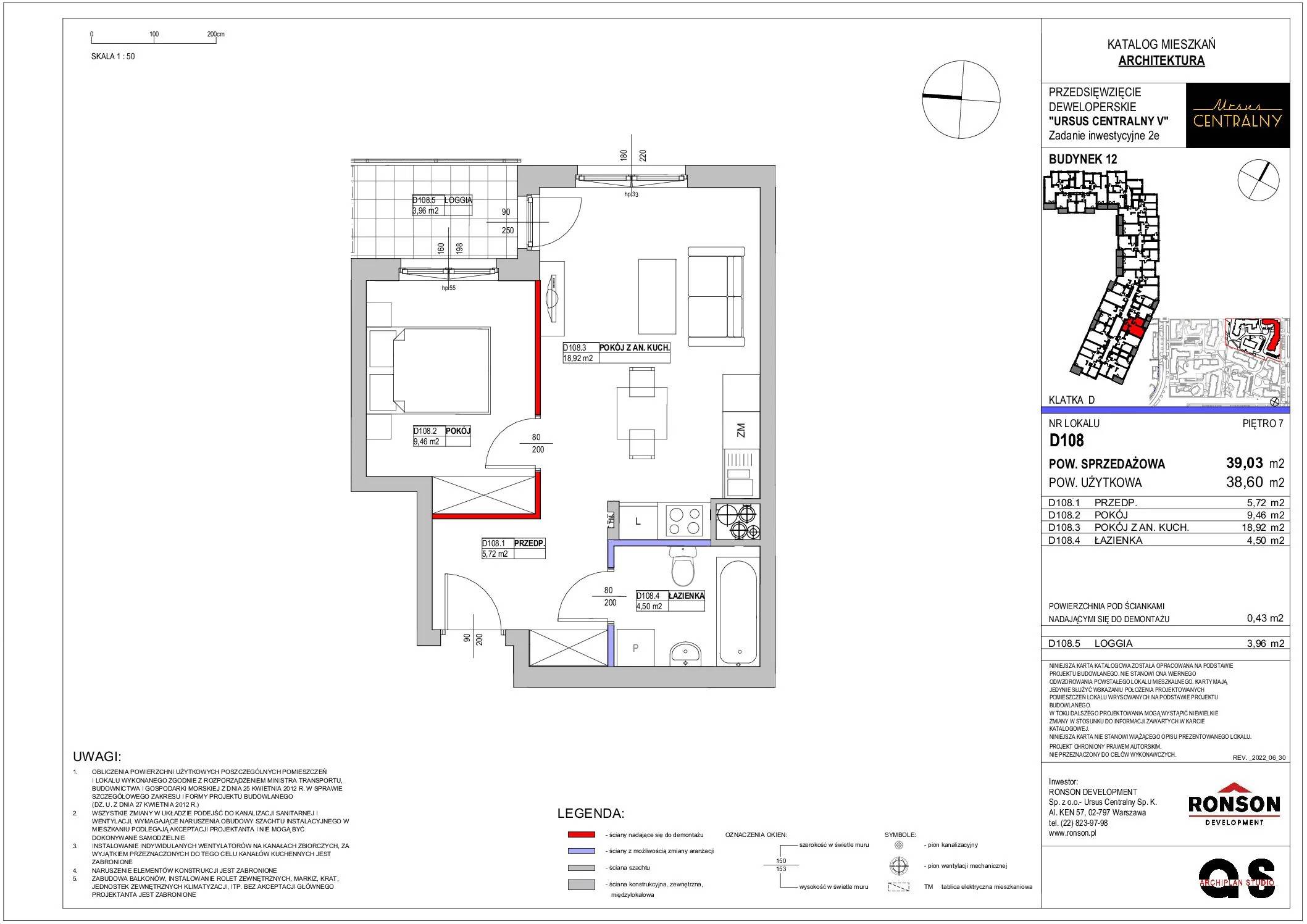 Ursus Centralny – inwestycja Ronson - lokal D108, budynek 12