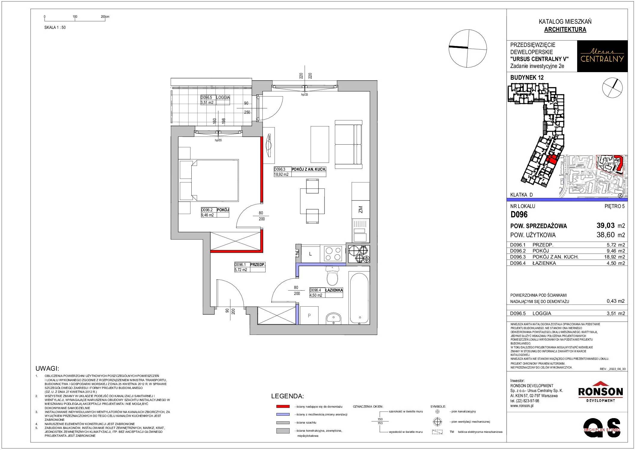 Ursus Centralny – inwestycja Ronson - lokal D096, budynek 12