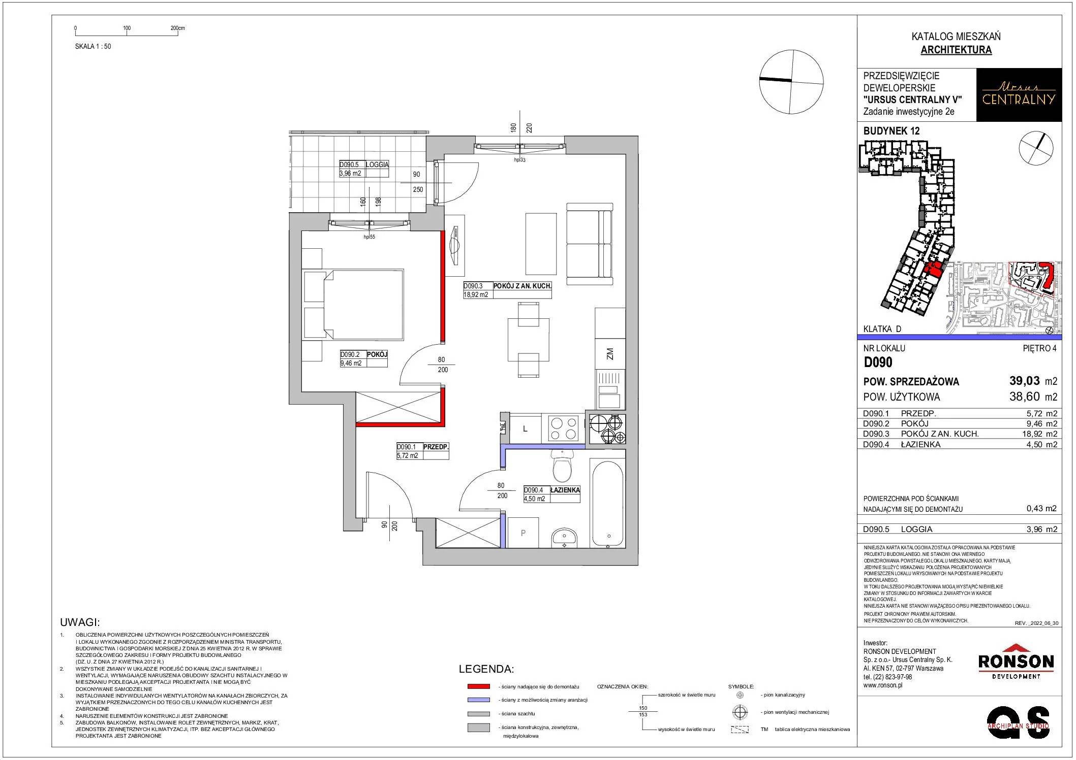 Ursus Centralny – inwestycja Ronson - lokal D090, budynek 12
