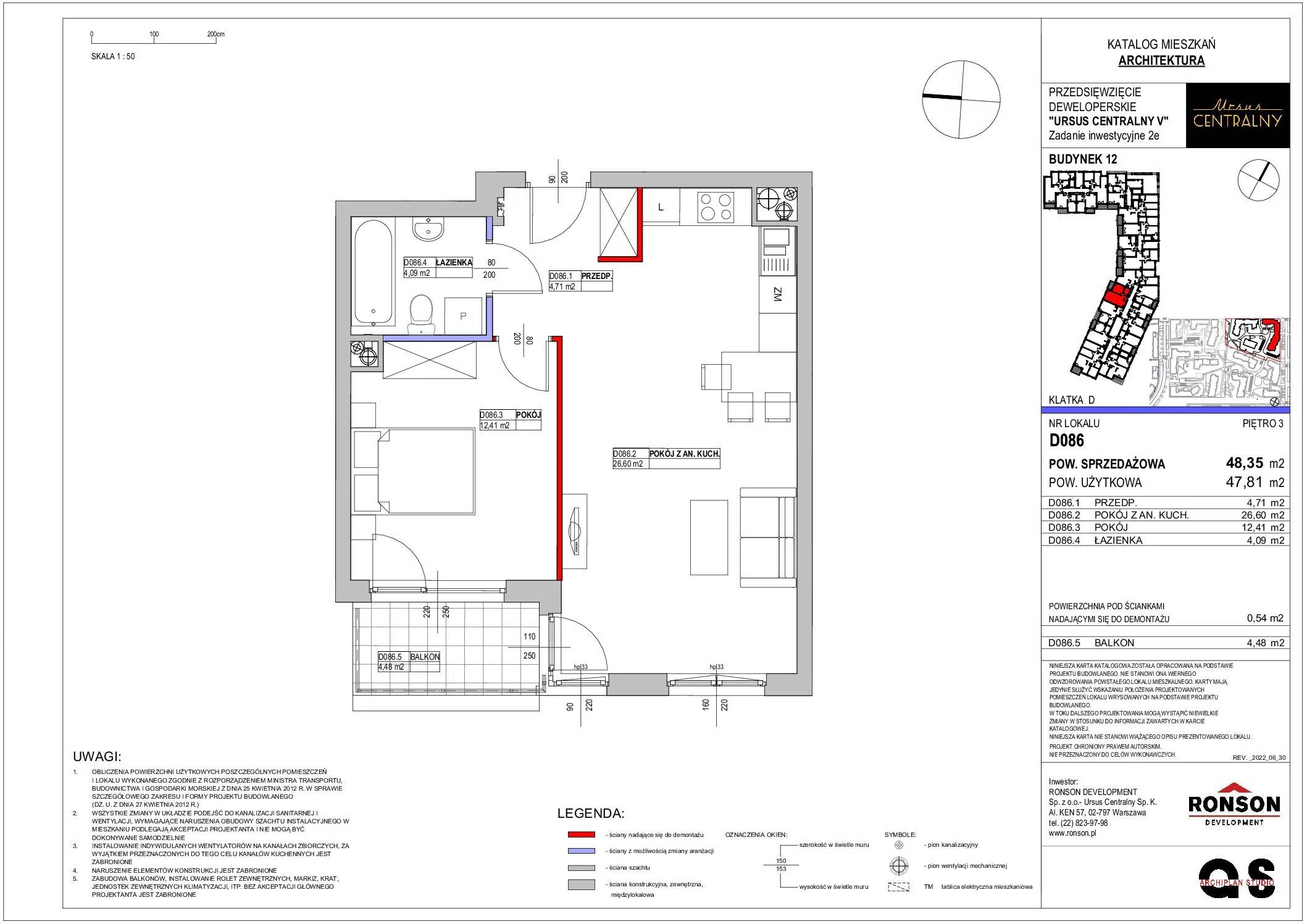 Ursus Centralny – inwestycja Ronson - lokal D086, budynek 12
