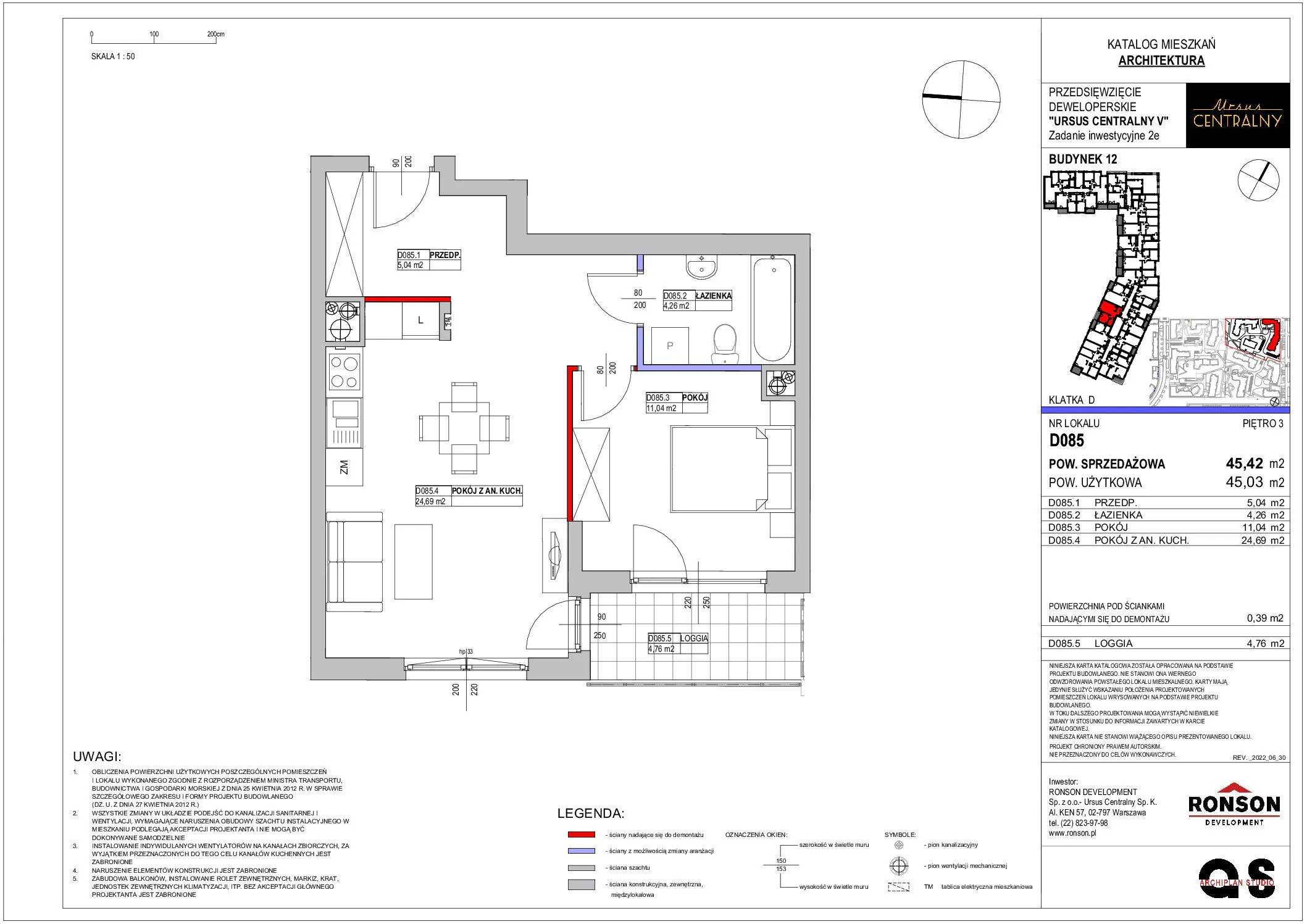 Ursus Centralny – inwestycja Ronson - lokal D085, budynek 12