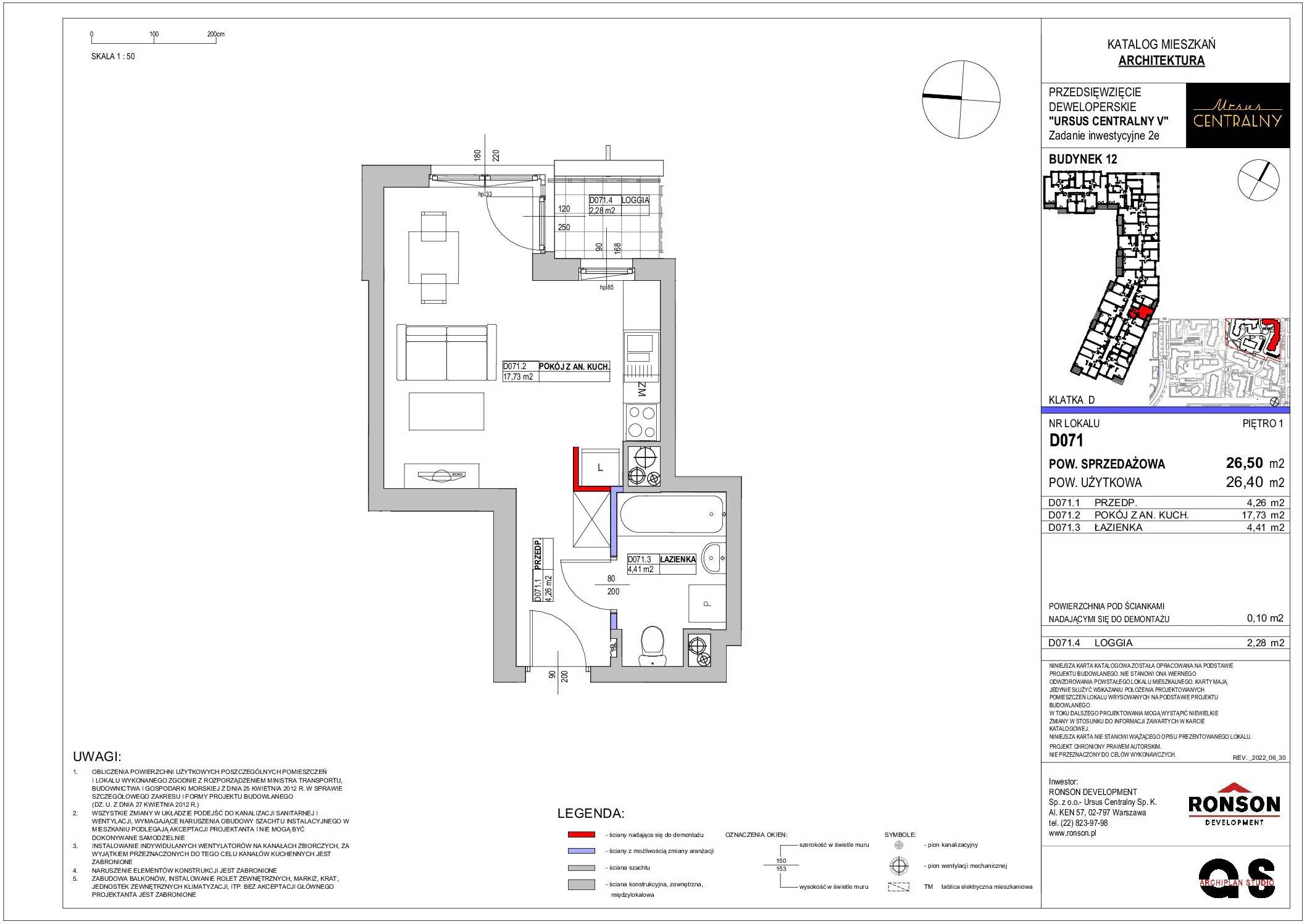 Ursus Centralny – inwestycja Ronson - lokal D071, budynek 12