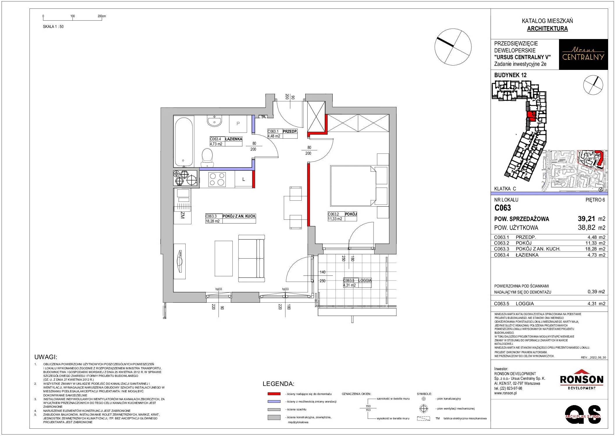 Ursus Centralny – inwestycja Ronson - lokal C063, budynek 12