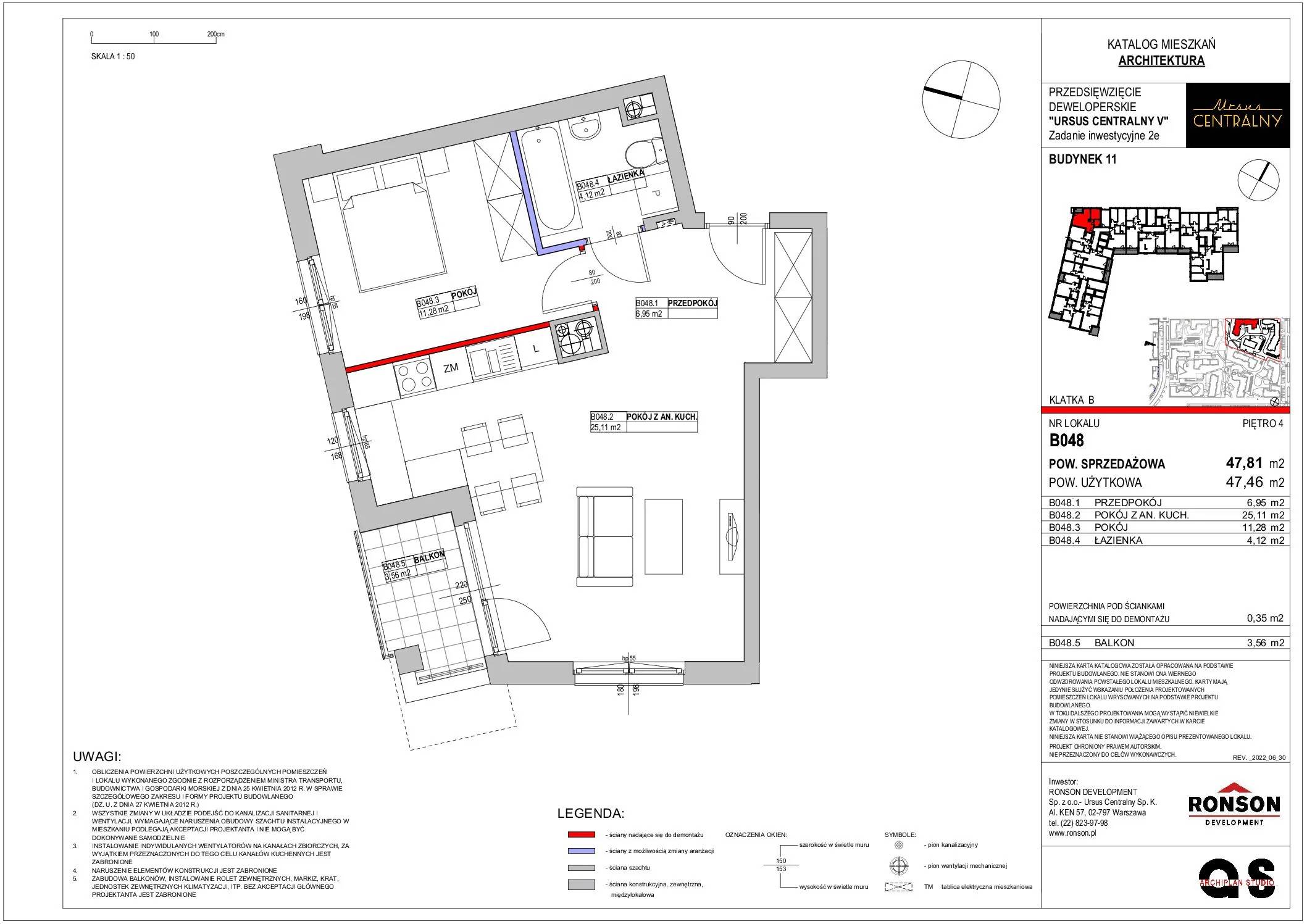 Ursus Centralny – inwestycja Ronson - lokal B048, budynek 11