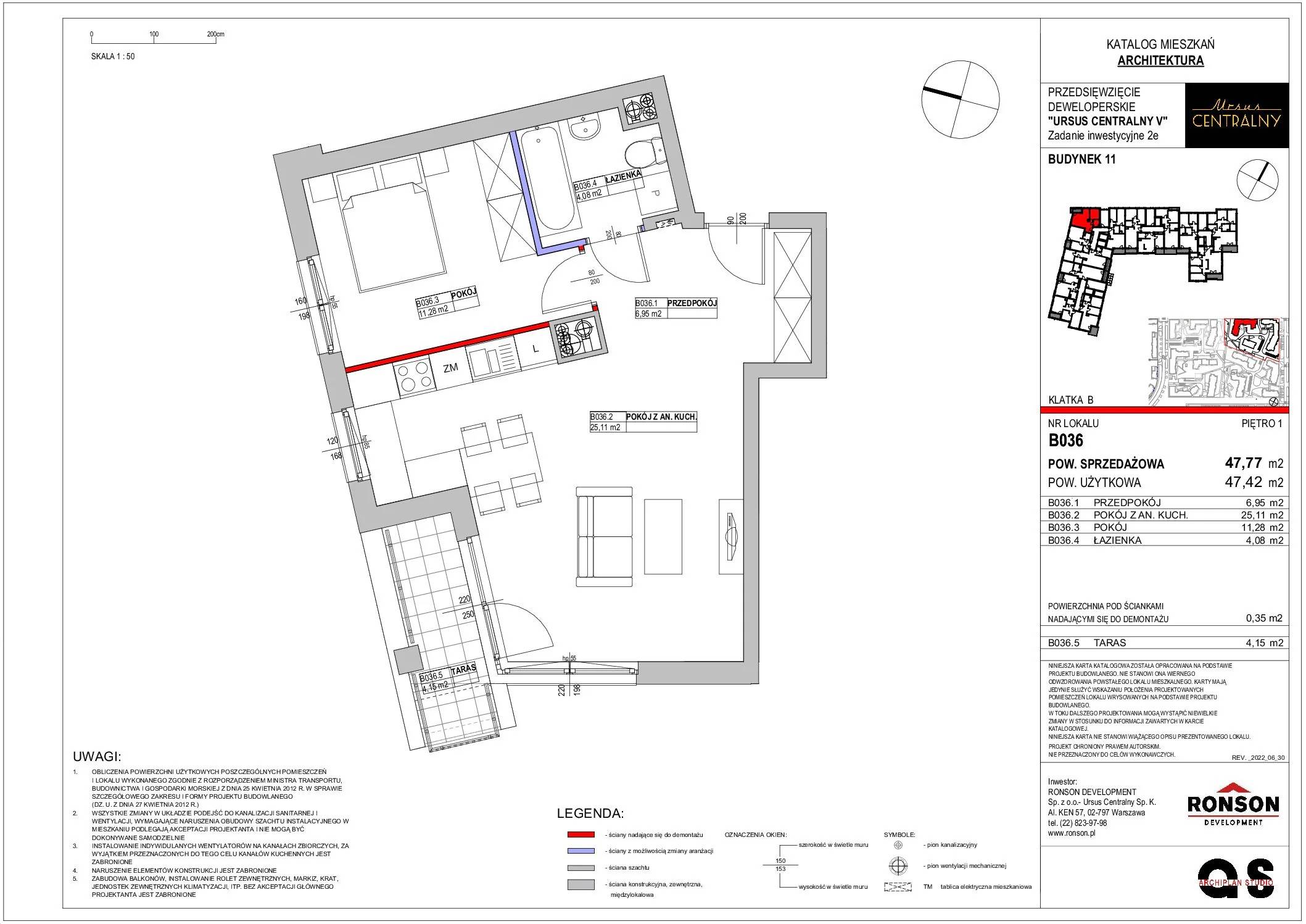 Ursus Centralny – inwestycja Ronson - lokal B036, budynek 11