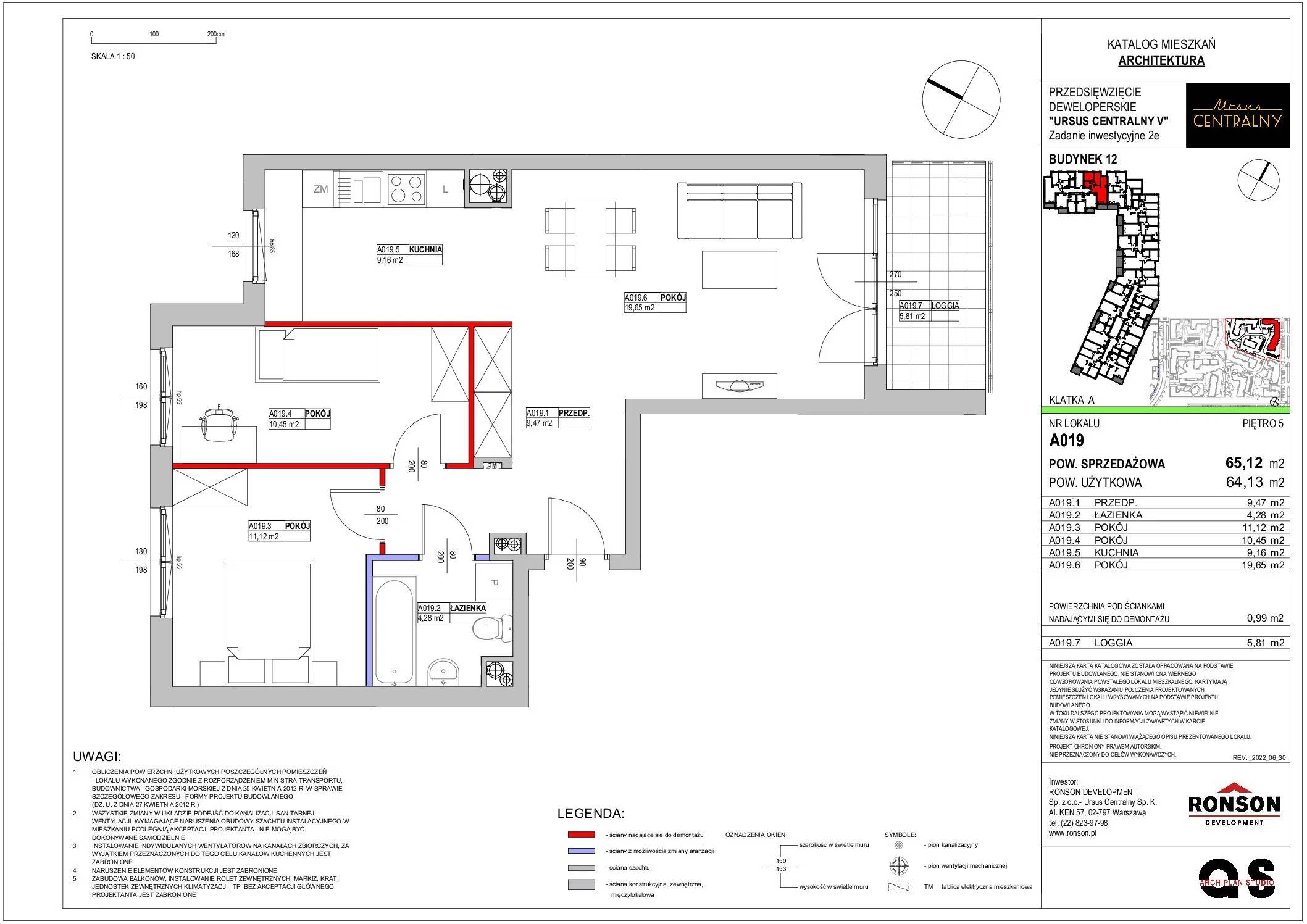 Ursus Centralny – inwestycja Ronson - lokal A019, budynek 12