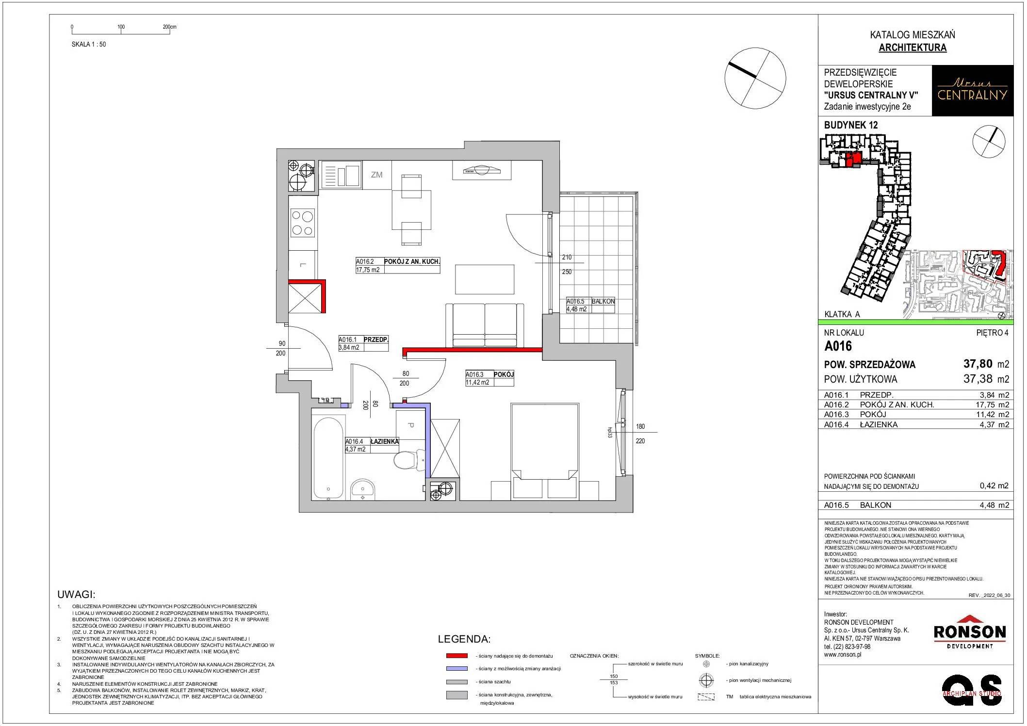 Ursus Centralny – inwestycja Ronson - lokal A016, budynek 12