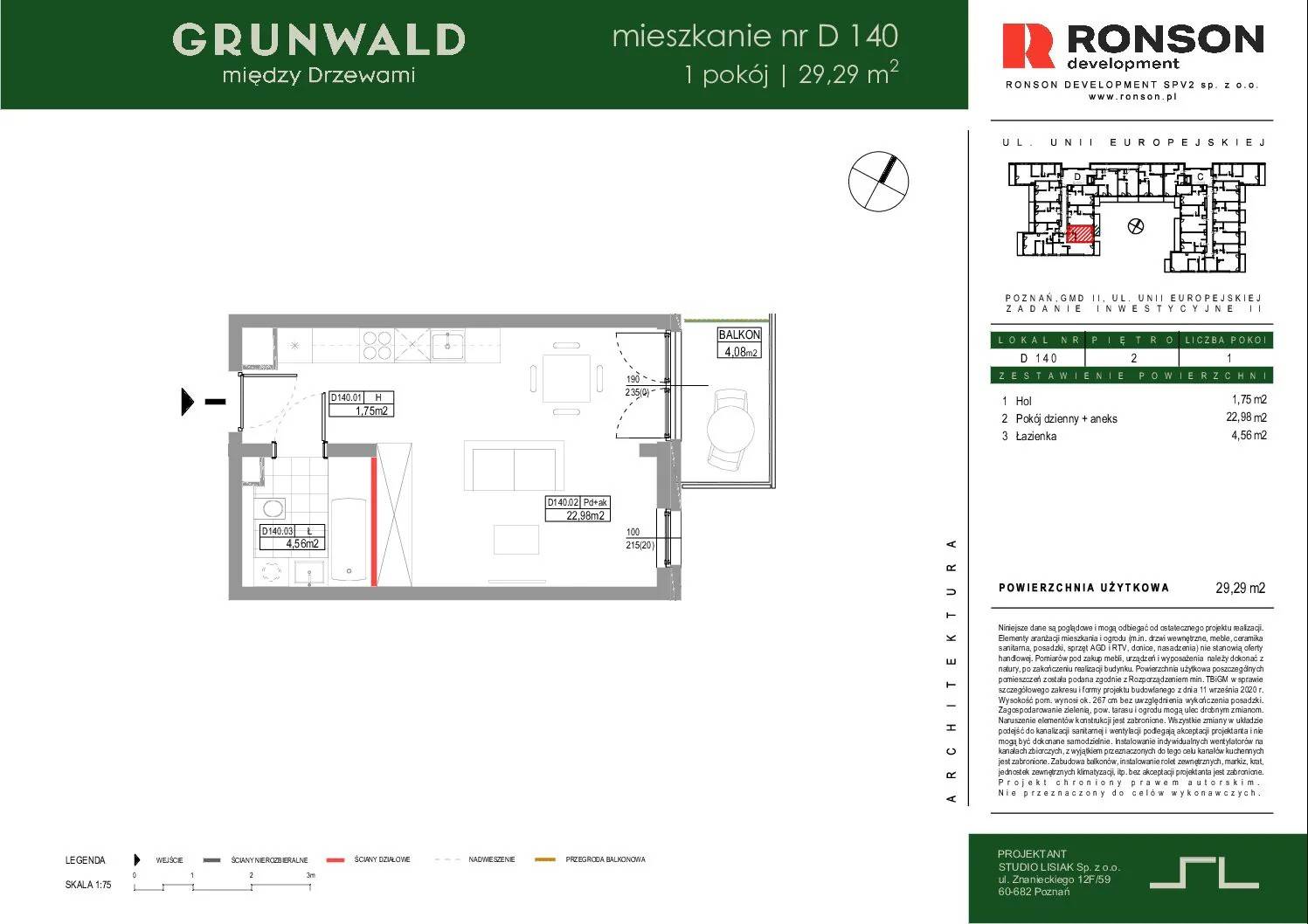 Grunwald Między Drzewami - lokal D140, budynek 2