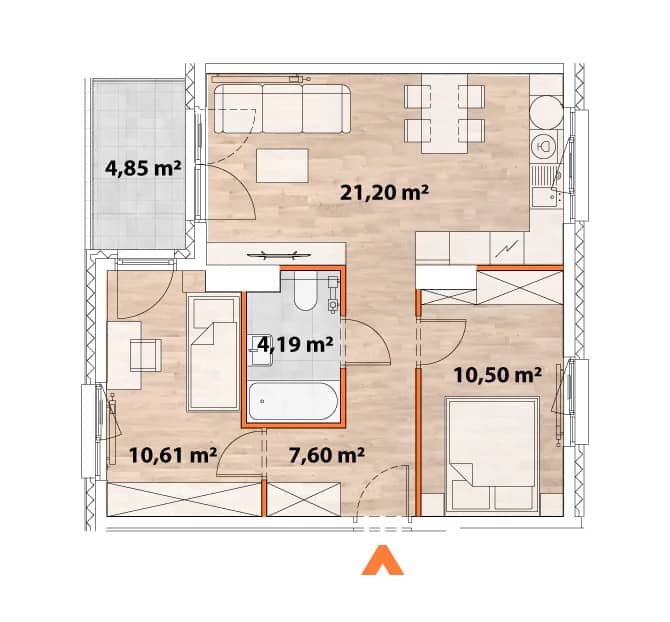 Apartamenty Portowa – inwestycja Matexi - lokal A.07.04, budynek 43