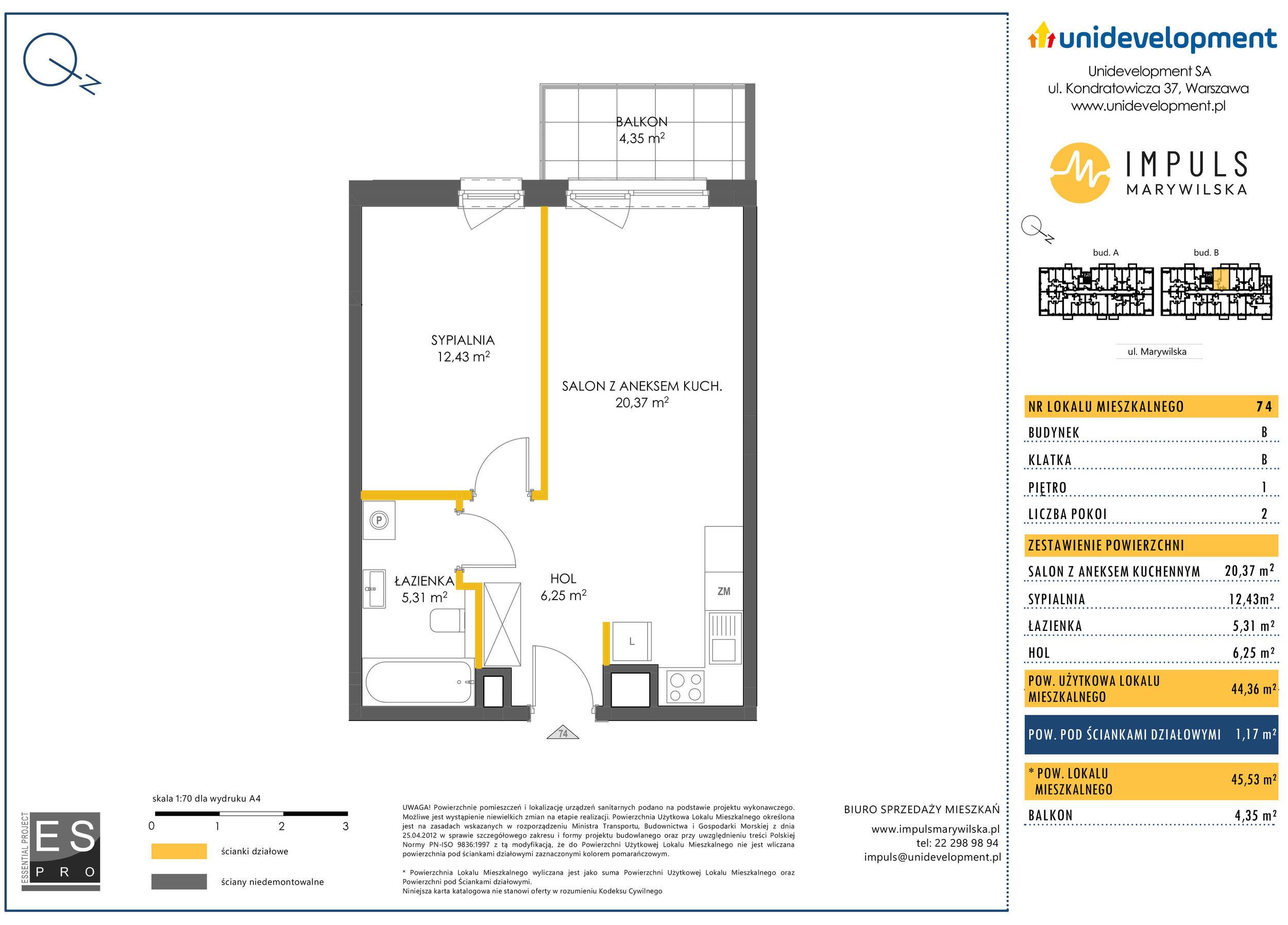 Impuls Marywilska – inwestycja Unidevelopment - lokal B/74, budynek B