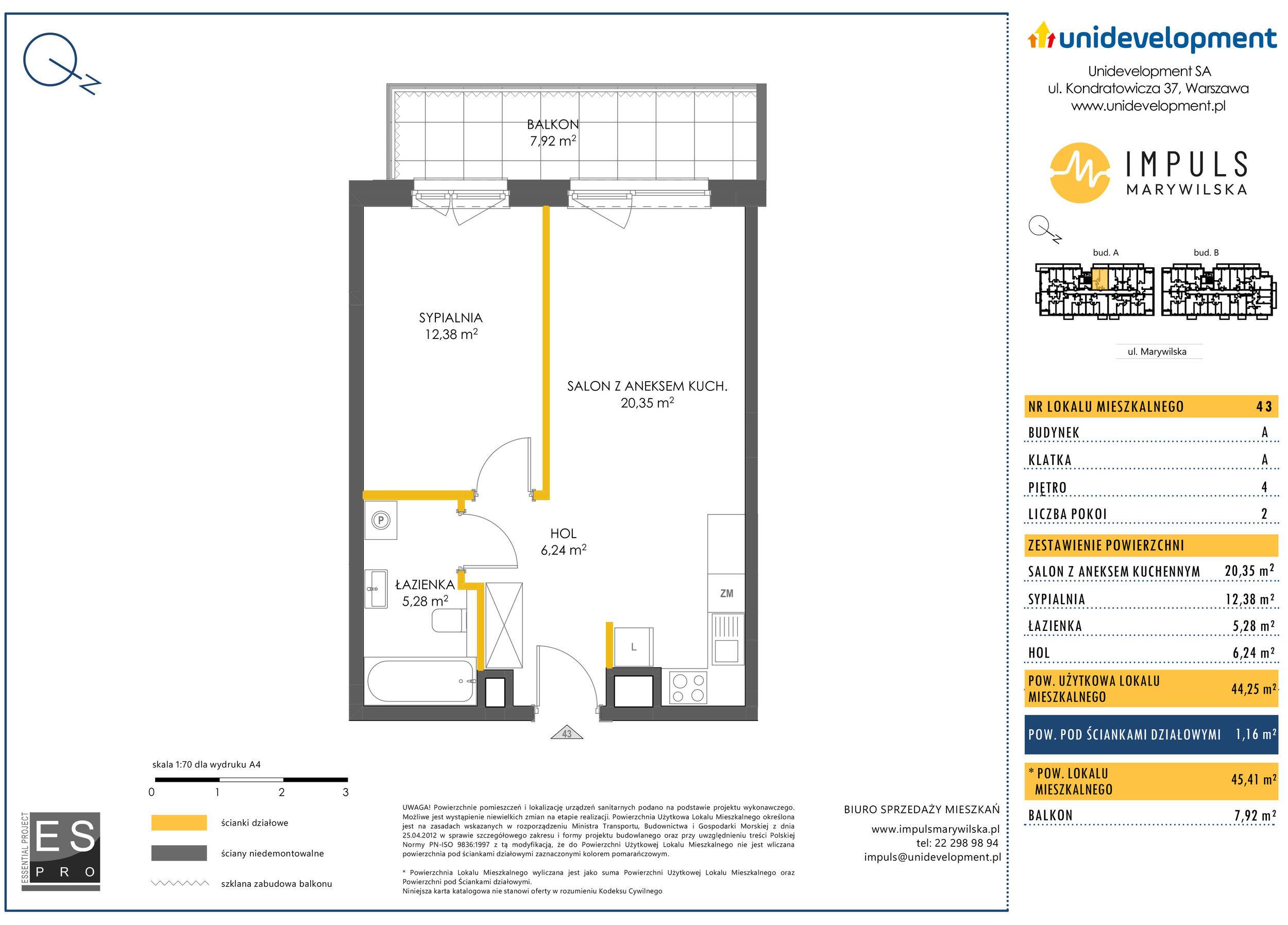 Impuls Marywilska – inwestycja Unidevelopment - lokal A/43, budynek A