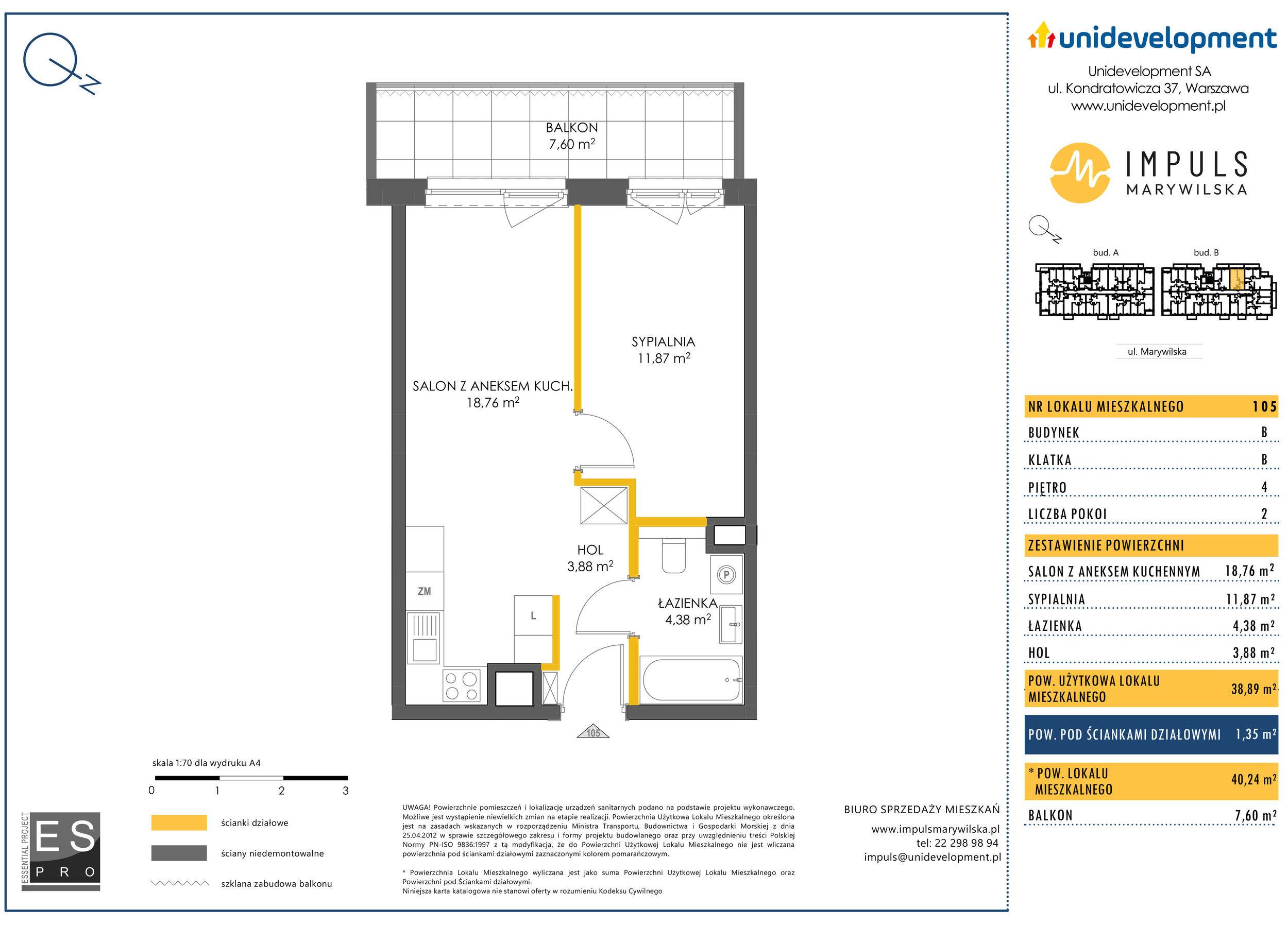 Impuls Marywilska – inwestycja Unidevelopment - lokal B/105, budynek B