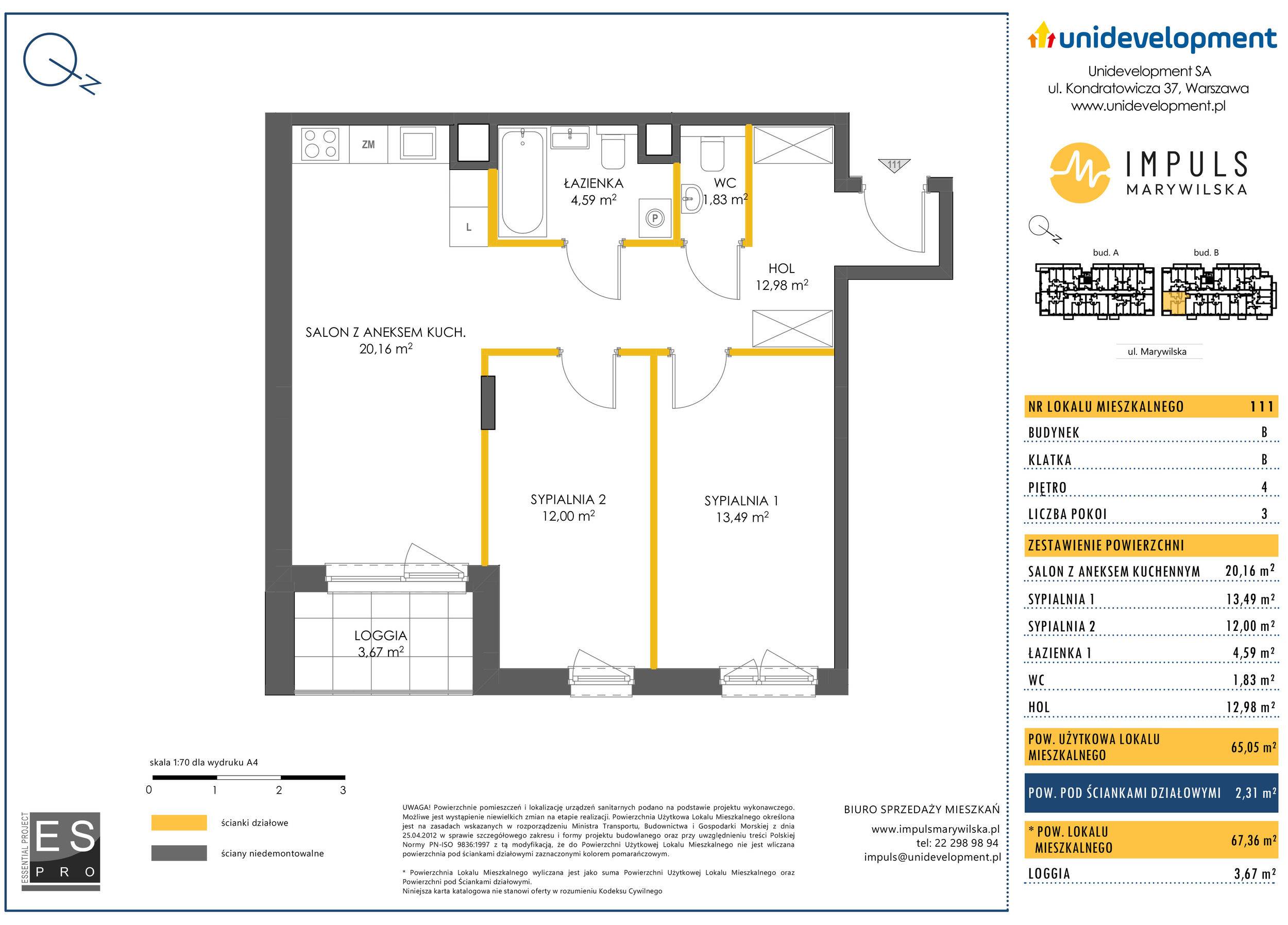 Impuls Marywilska – inwestycja Unidevelopment - lokal B/111, budynek B