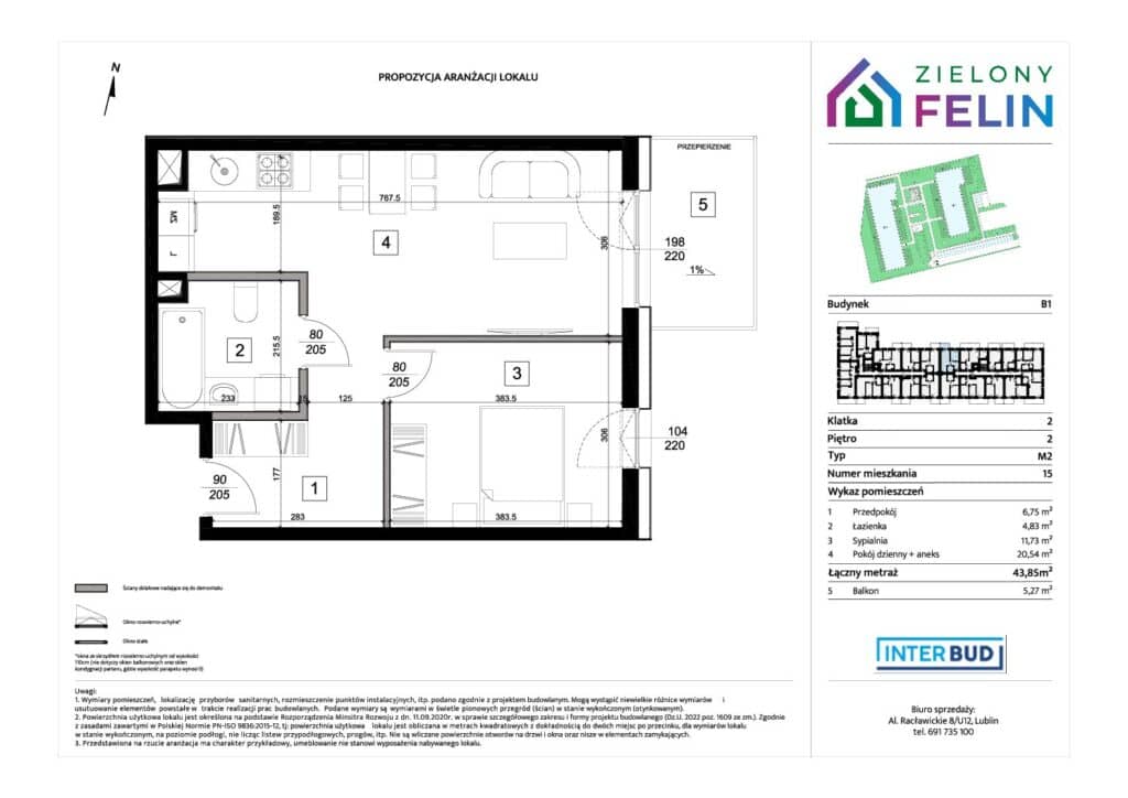 Zielony Felin – inwestycja INTERBUD-LUBLIN - lokal ZF/B1/2/15, budynek B1