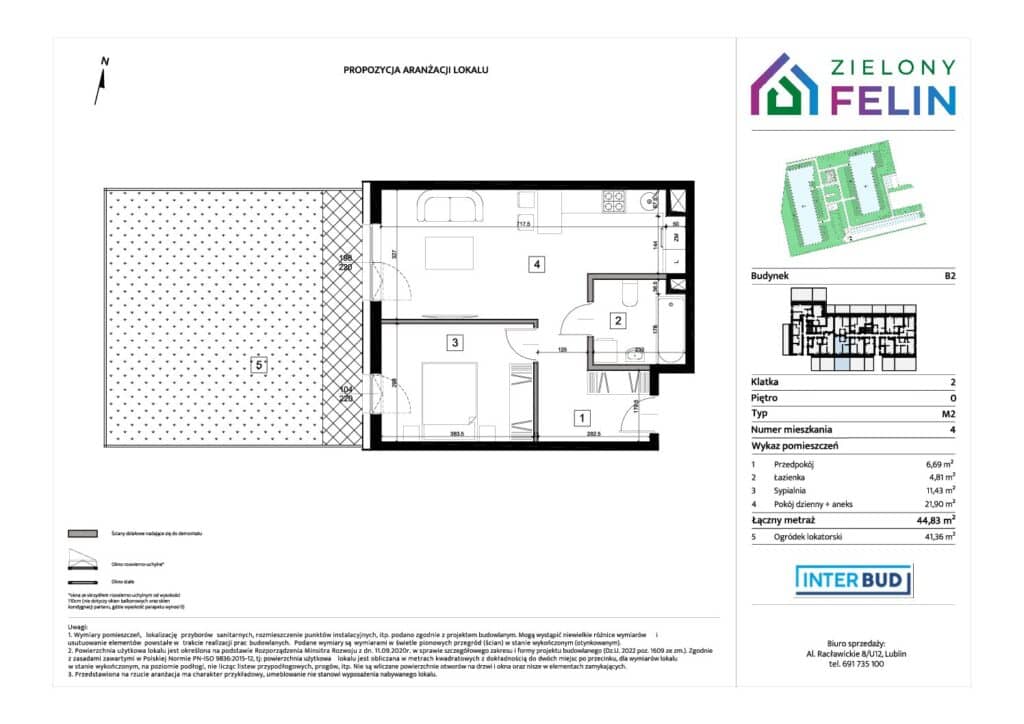 Zielony Felin – inwestycja INTERBUD-LUBLIN - lokal ZF/B2/0/4, budynek B2