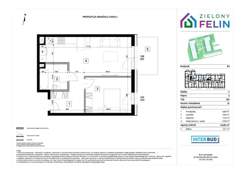 Zielony Felin – inwestycja INTERBUD-LUBLIN - lokal ZF/B2/3/13, budynek B2