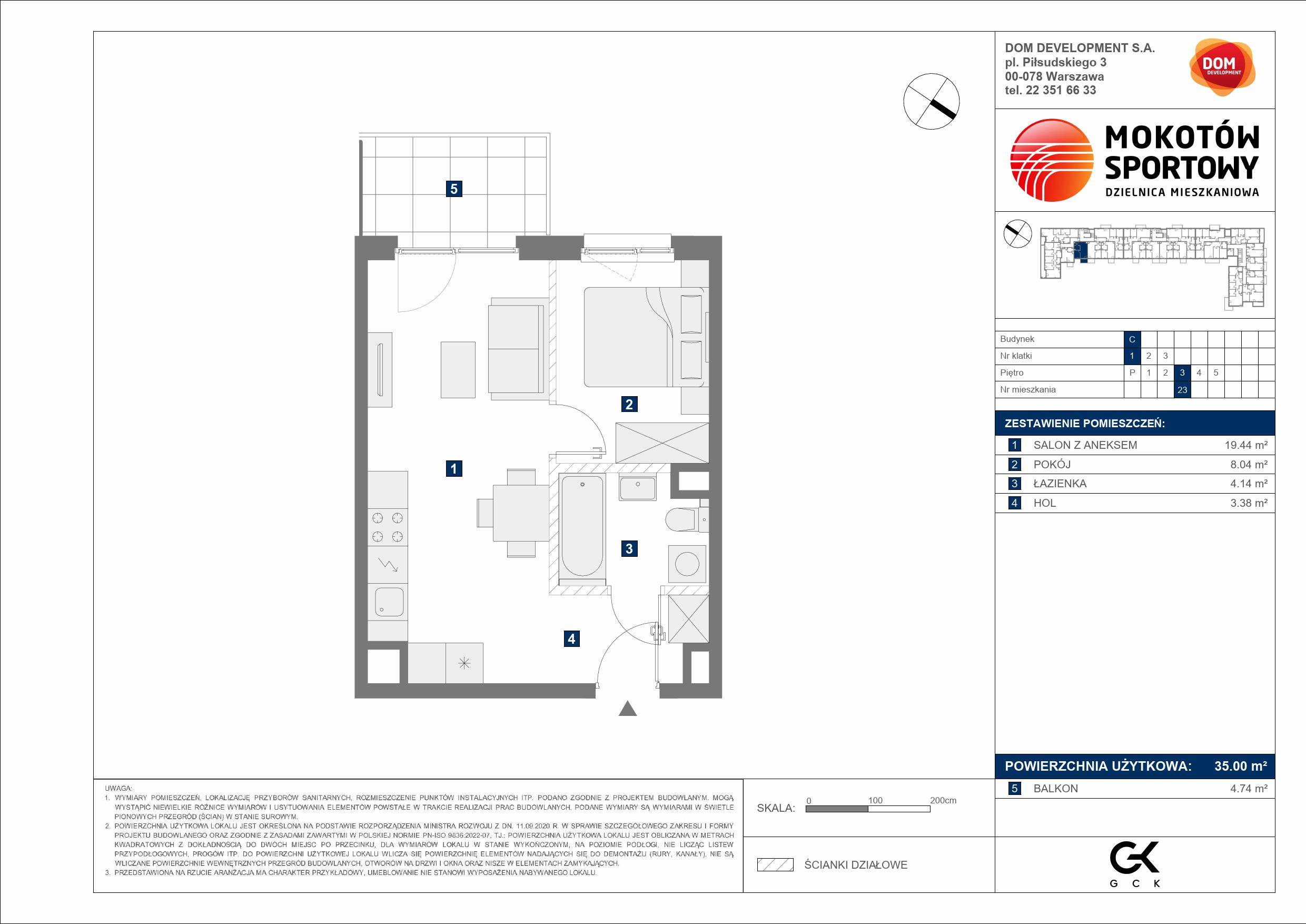 MOKOTÓW SPORTOWY – inwestycja Dom Development - lokal C 23, budynek C