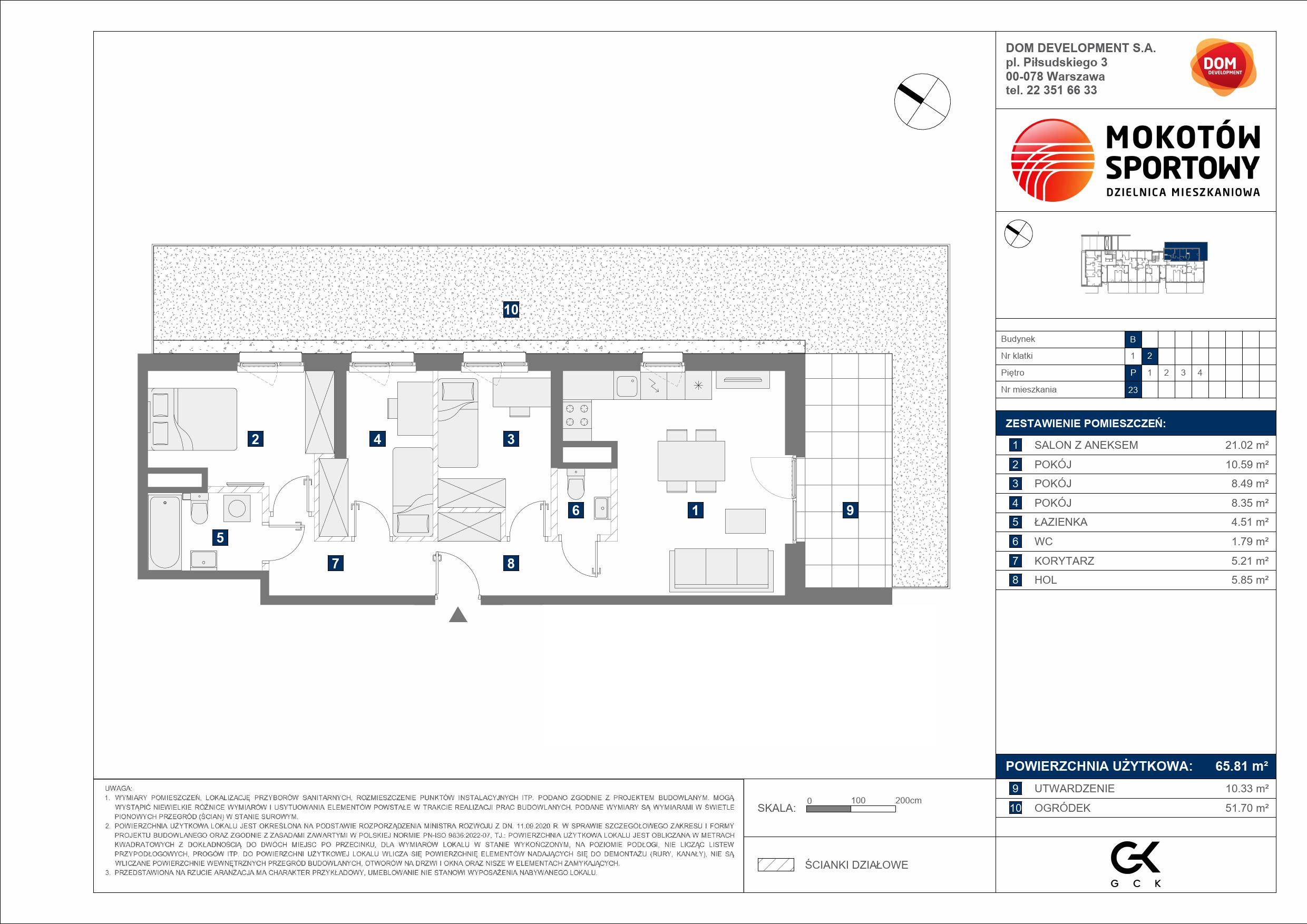 MOKOTÓW SPORTOWY – inwestycja Dom Development - lokal B 23, budynek B